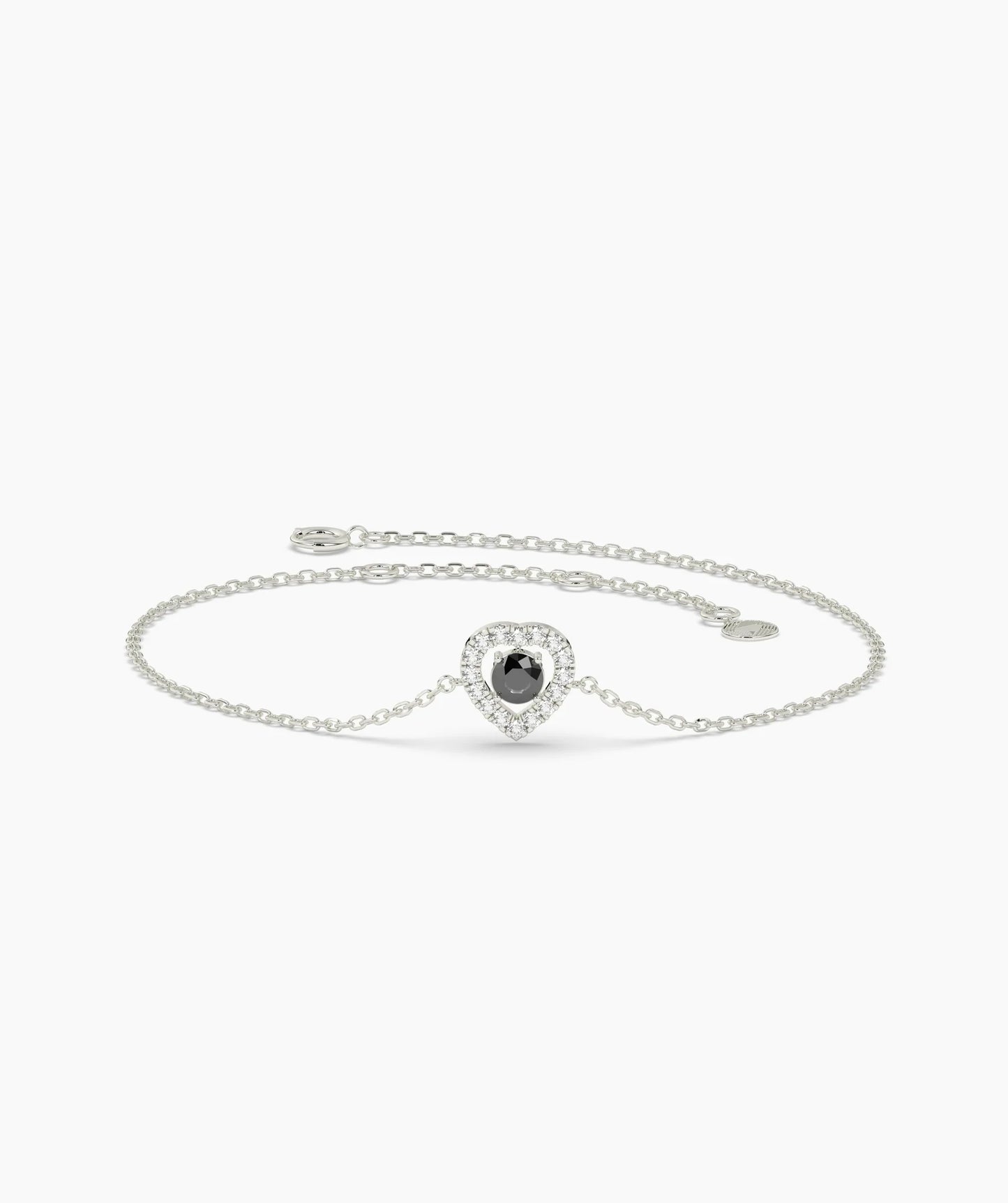 Blue Diamond Heart Halo Bracelet in 14K Solid Gold