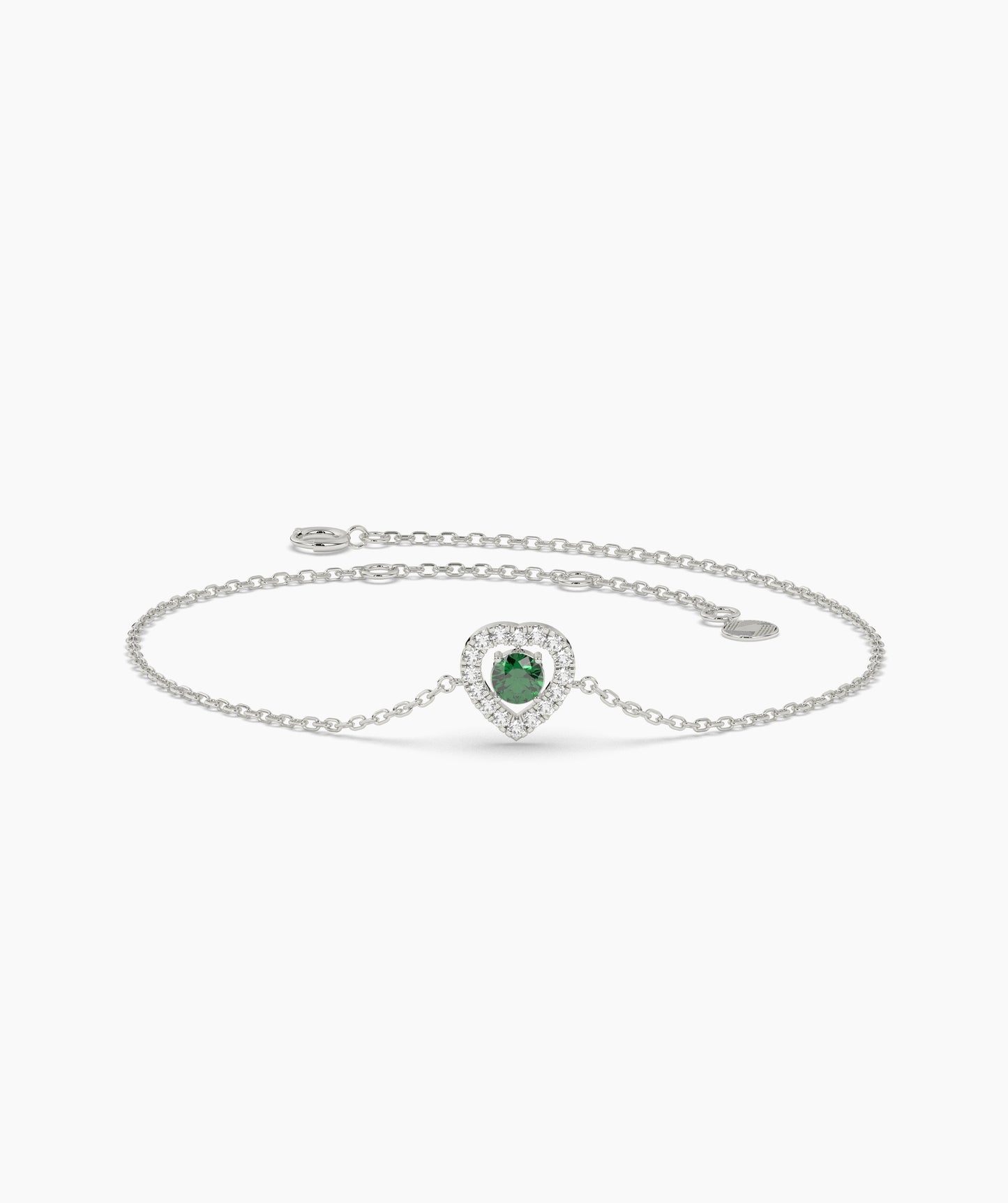 Blue Diamond Heart Halo Bracelet in 14K Solid Gold