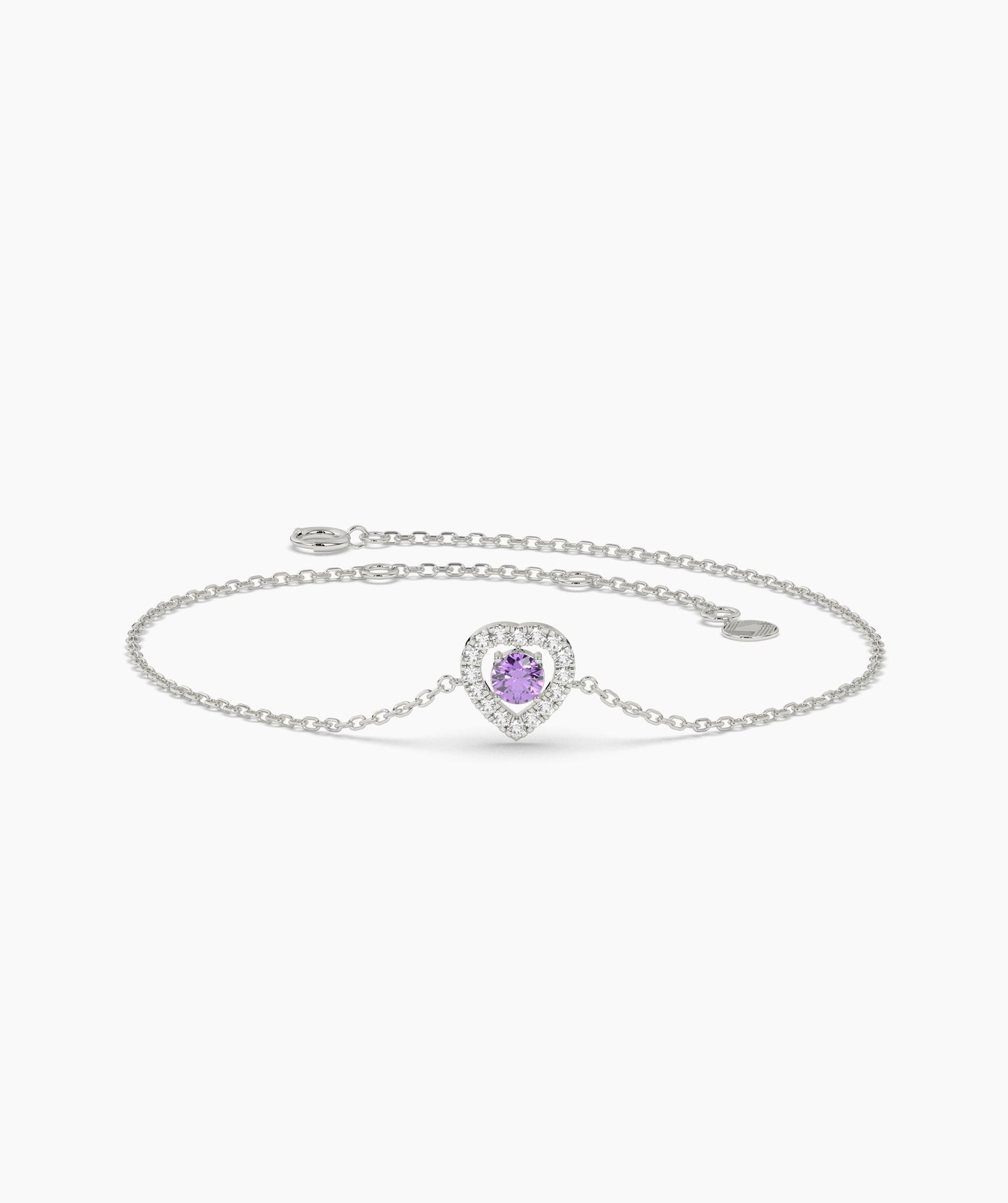 Blue Diamond Heart Halo Bracelet in 14K Solid Gold