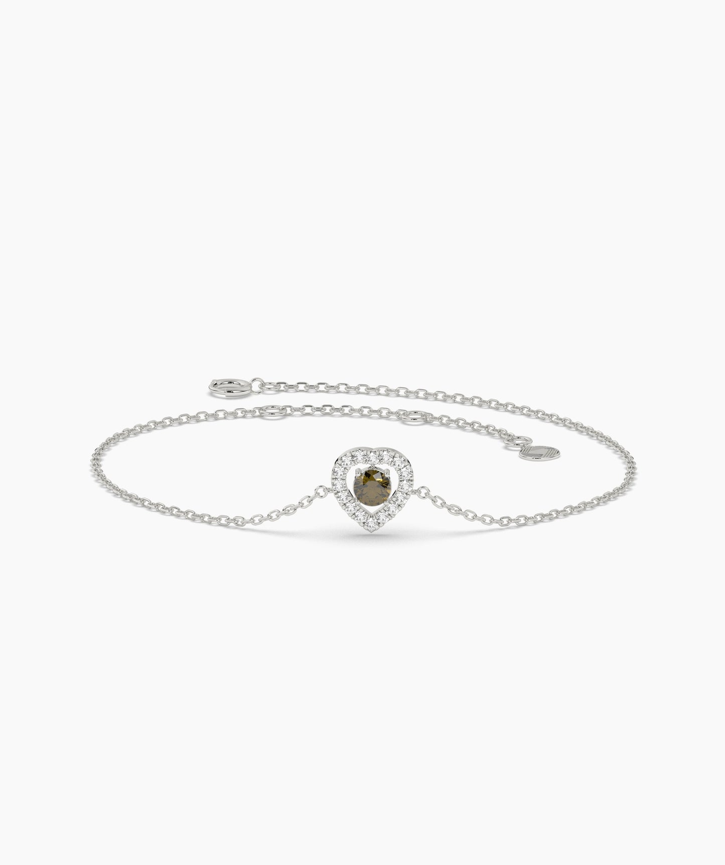 Blue Diamond Heart Halo Bracelet in 14K Solid Gold