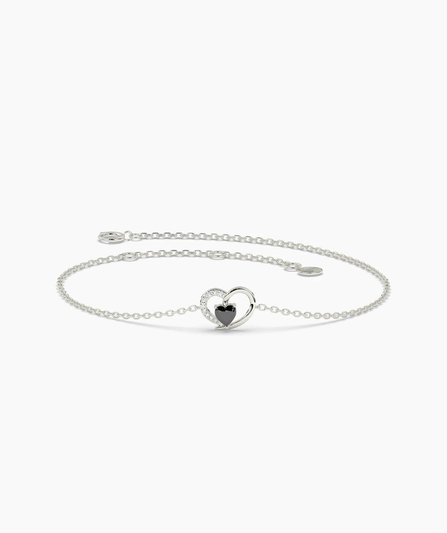 Open Heart and Birthstone Charm Chain Bracelet in 14K Gold