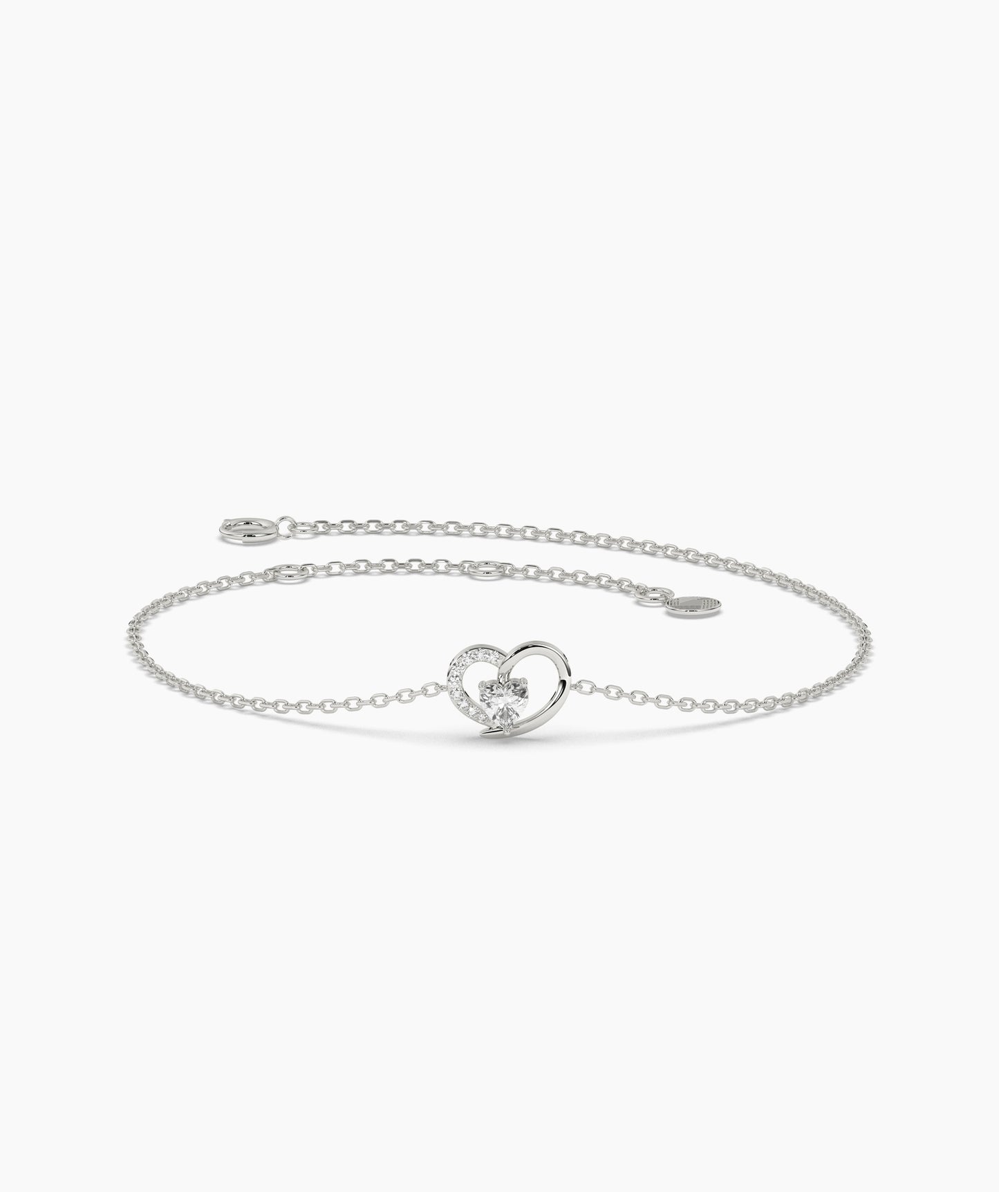 Open Heart and Birthstone Charm Chain Bracelet in 14K Gold