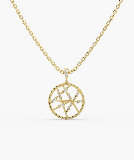 Twisted Rope Geometric Diamond Pendant