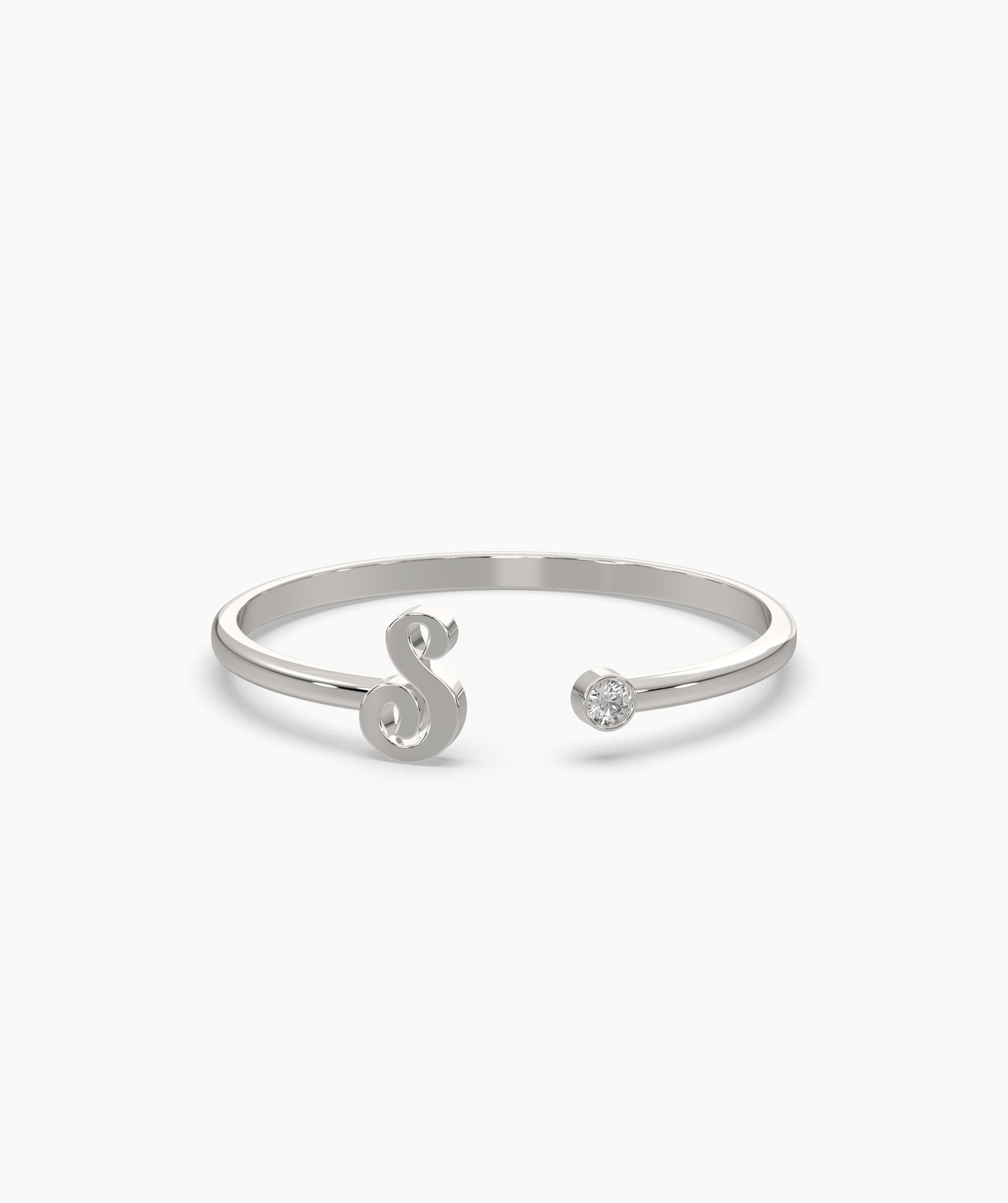 Initial "S" Open Diamond Ring