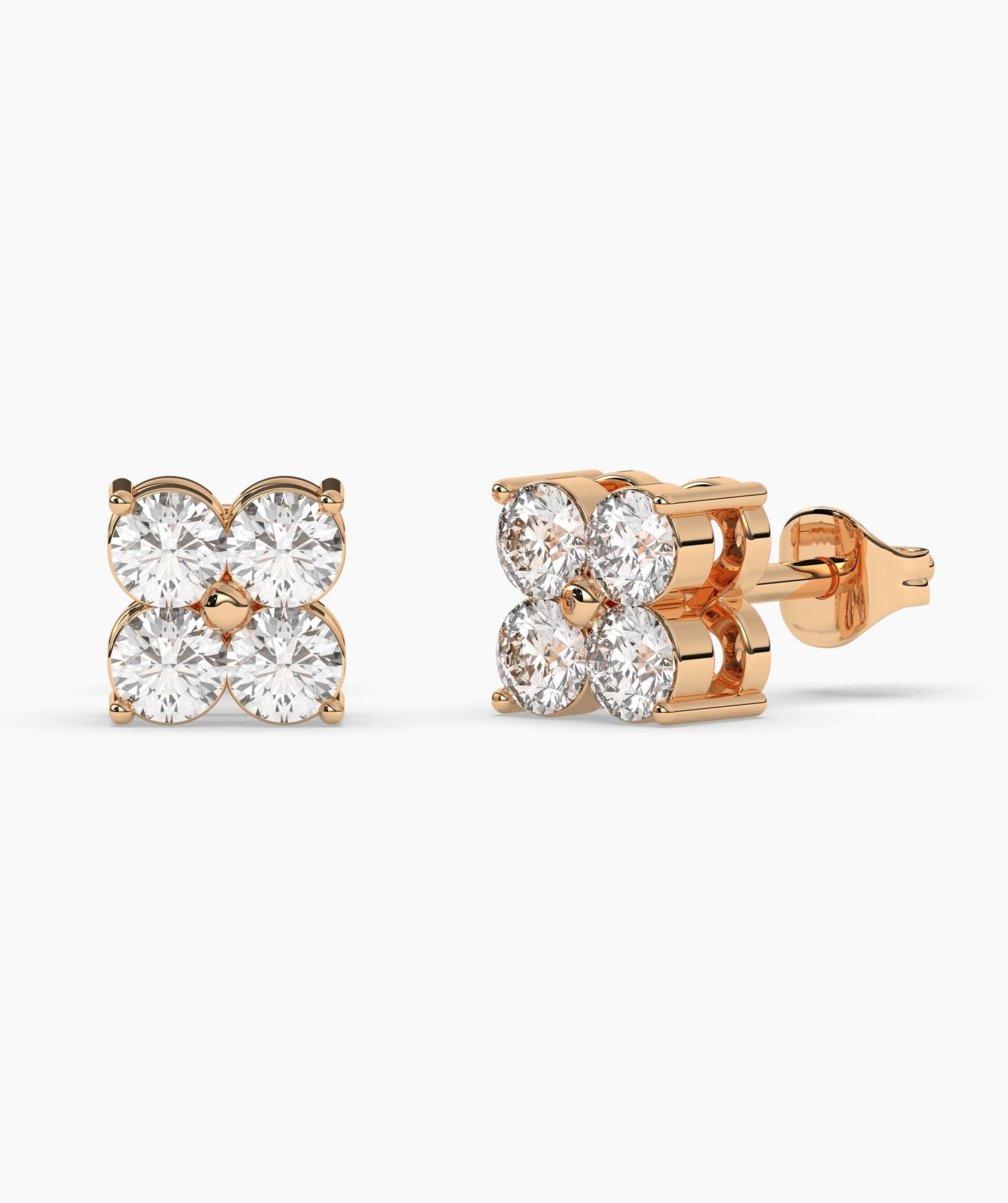 Floral Cluster Diamond Stud Earrings