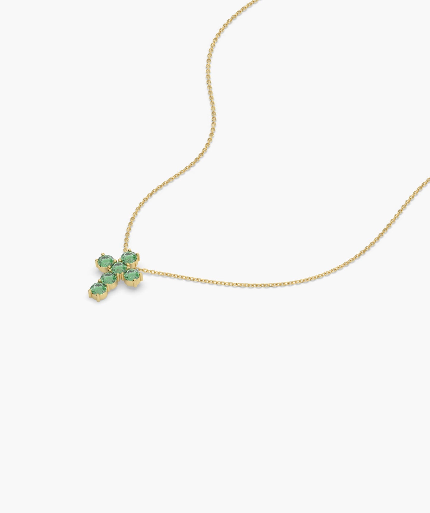 Emerald Cross 14K Gold Necklace