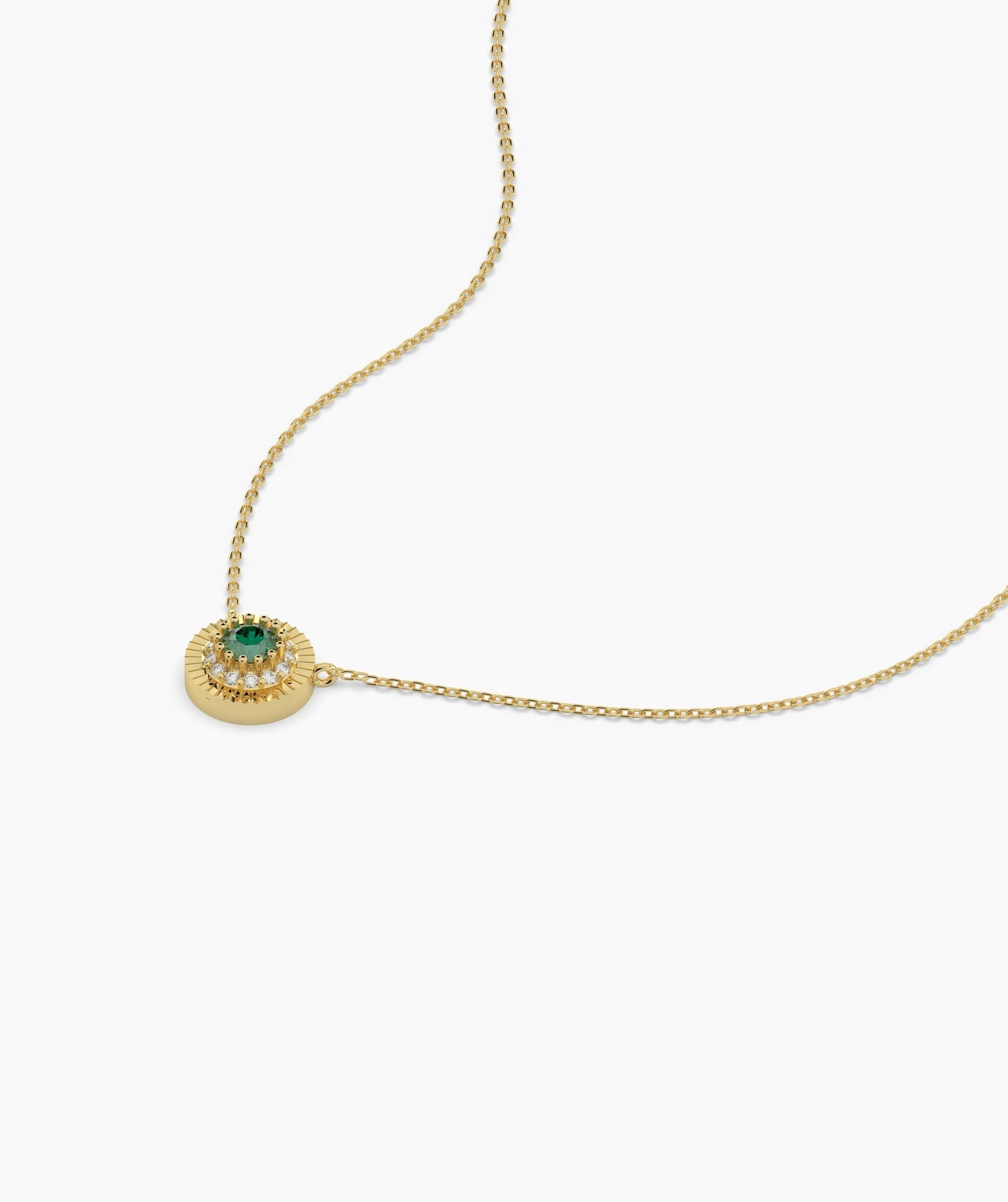 Sparkling Halo Design 14K Gold Necklace