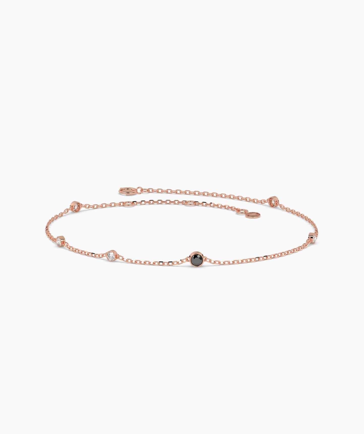 Colored Diamond and White Diamond Station Chain Bracelet in 14K Gold