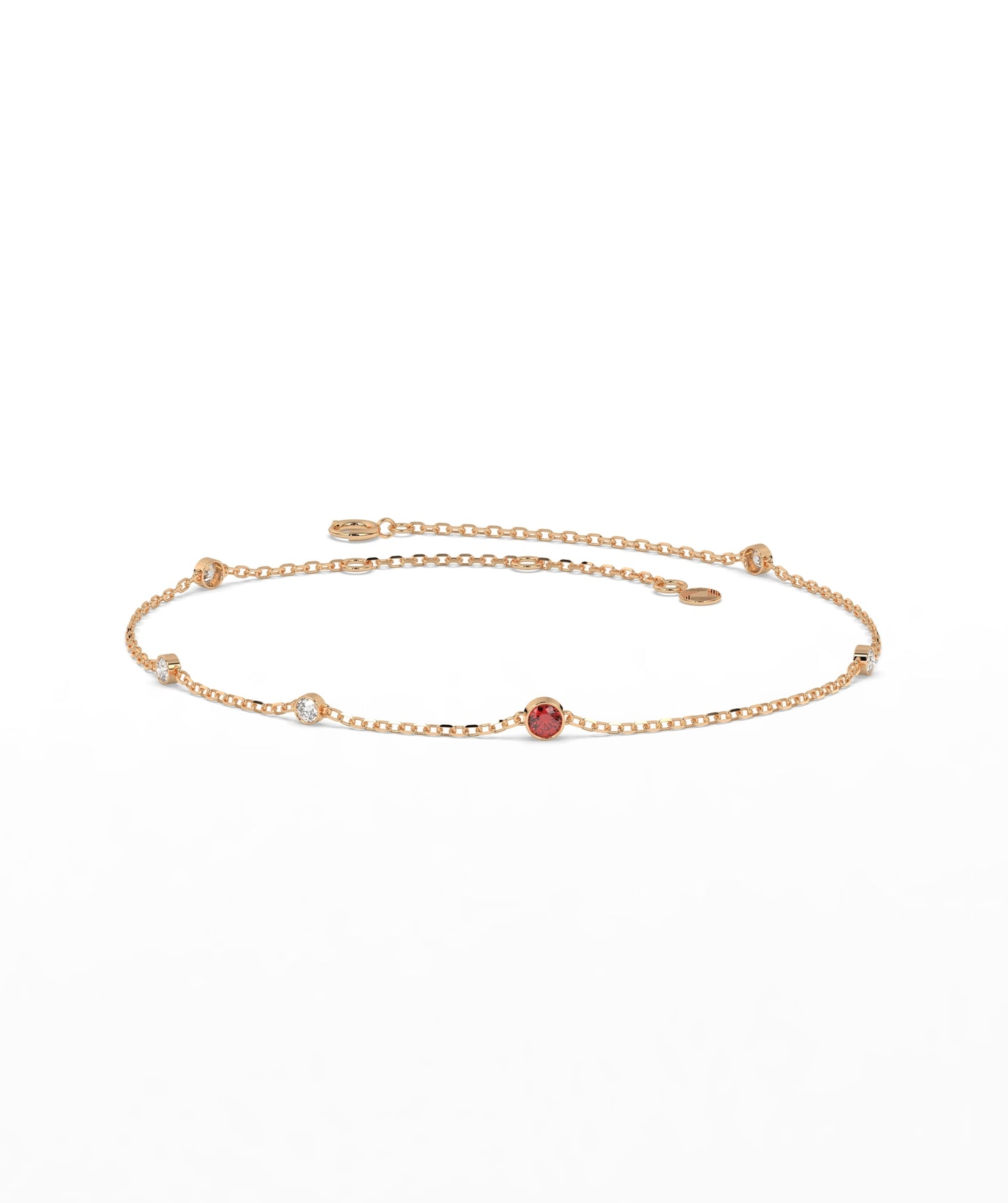 Colored Diamond and White Diamond Station Chain Bracelet in 14K Gold