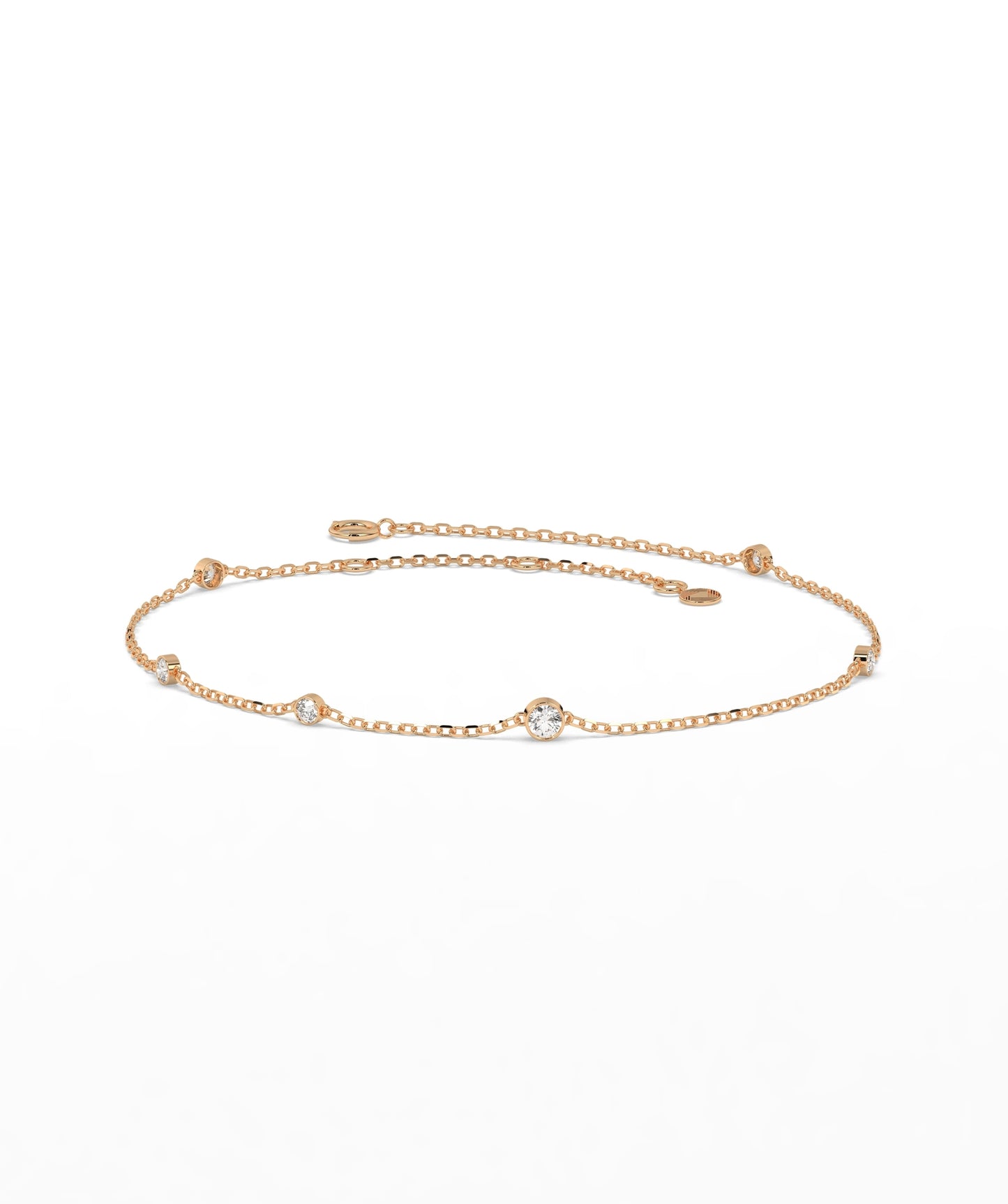 Colored Diamond and White Diamond Station Chain Bracelet in 14K Gold