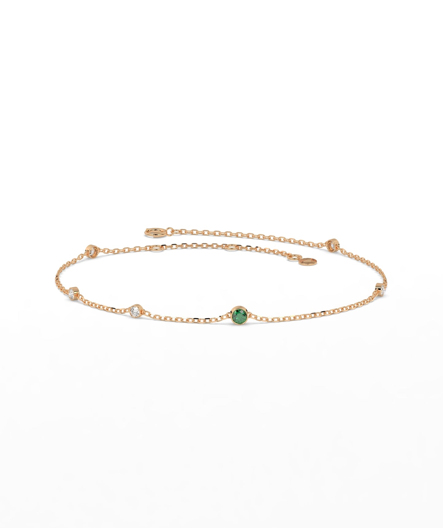 Colored Diamond and White Diamond Station Chain Bracelet in 14K Gold