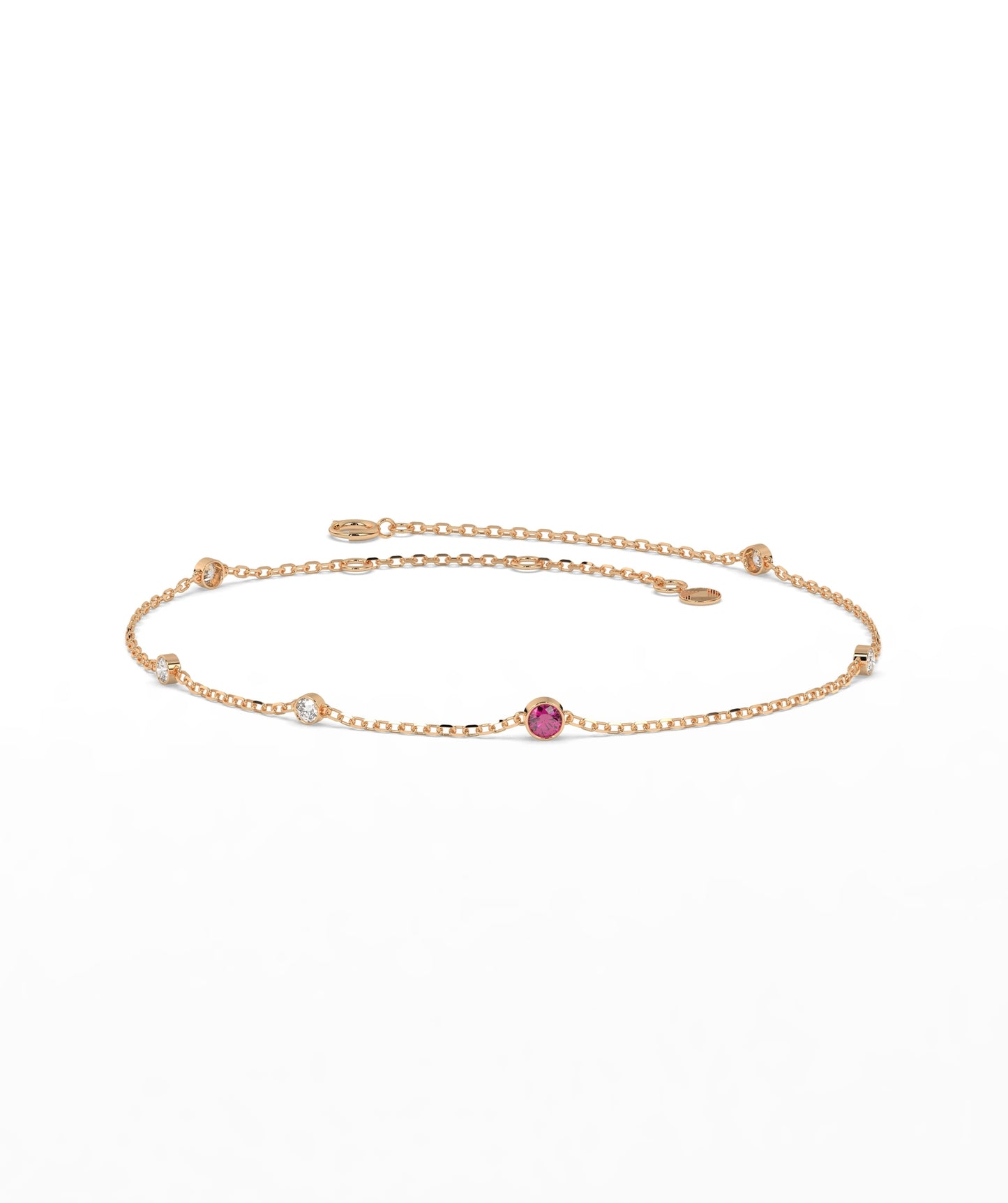Colored Diamond and White Diamond Station Chain Bracelet in 14K Gold