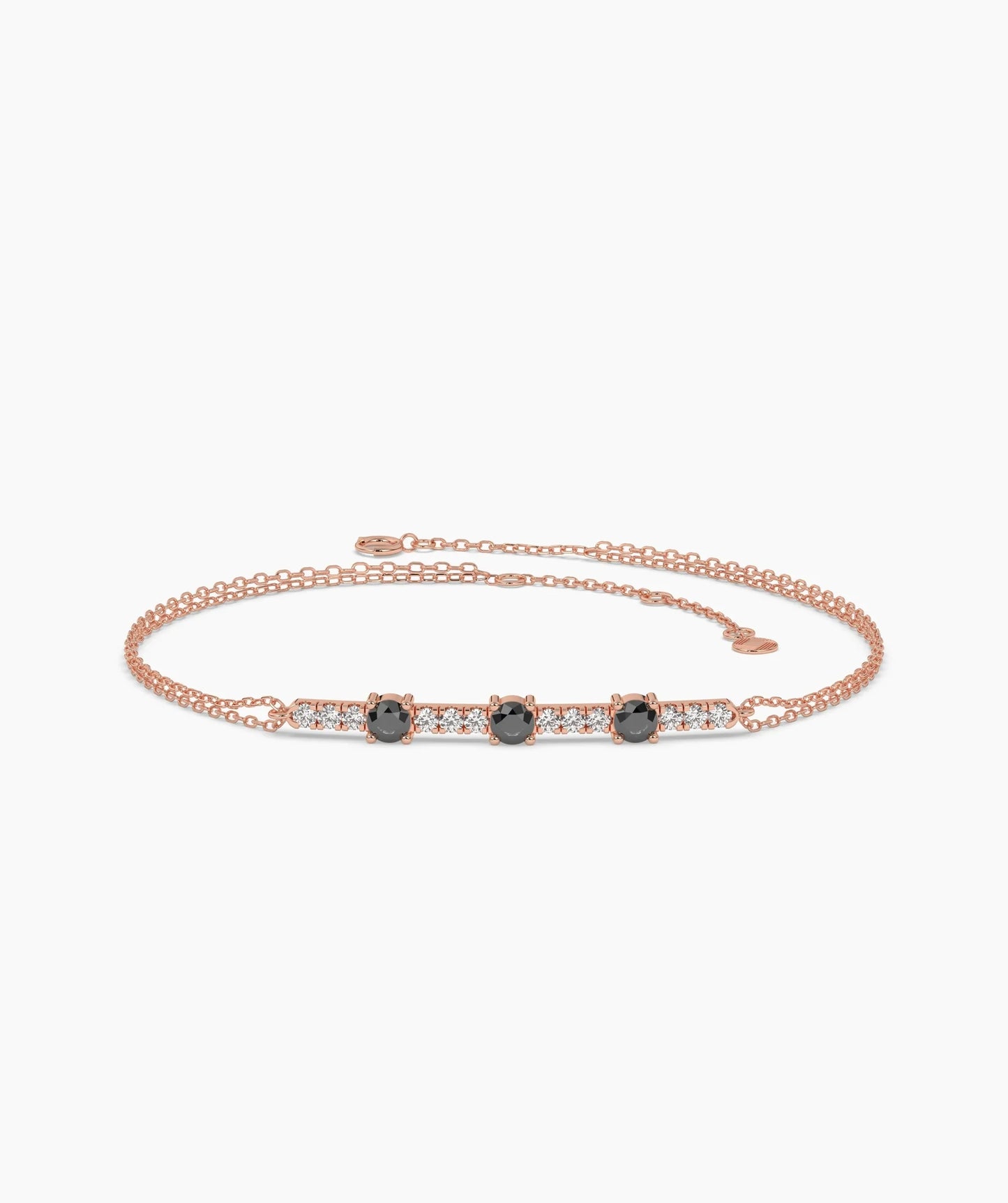 Three Stone Colored Diamond and White Diamond Bar Bracelet in 14K Gold