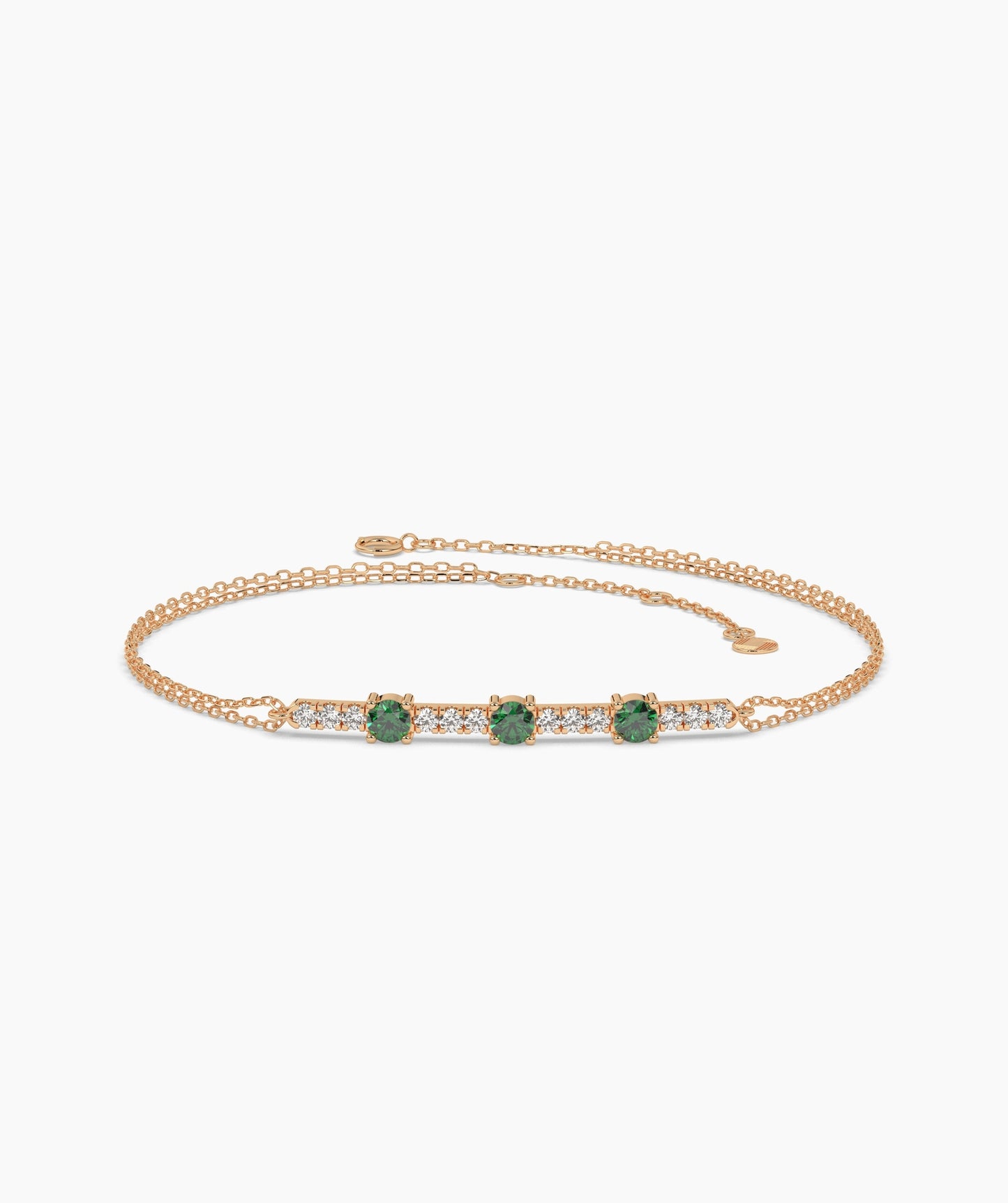 Three Stone Colored Diamond and White Diamond Bar Bracelet in 14K Gold