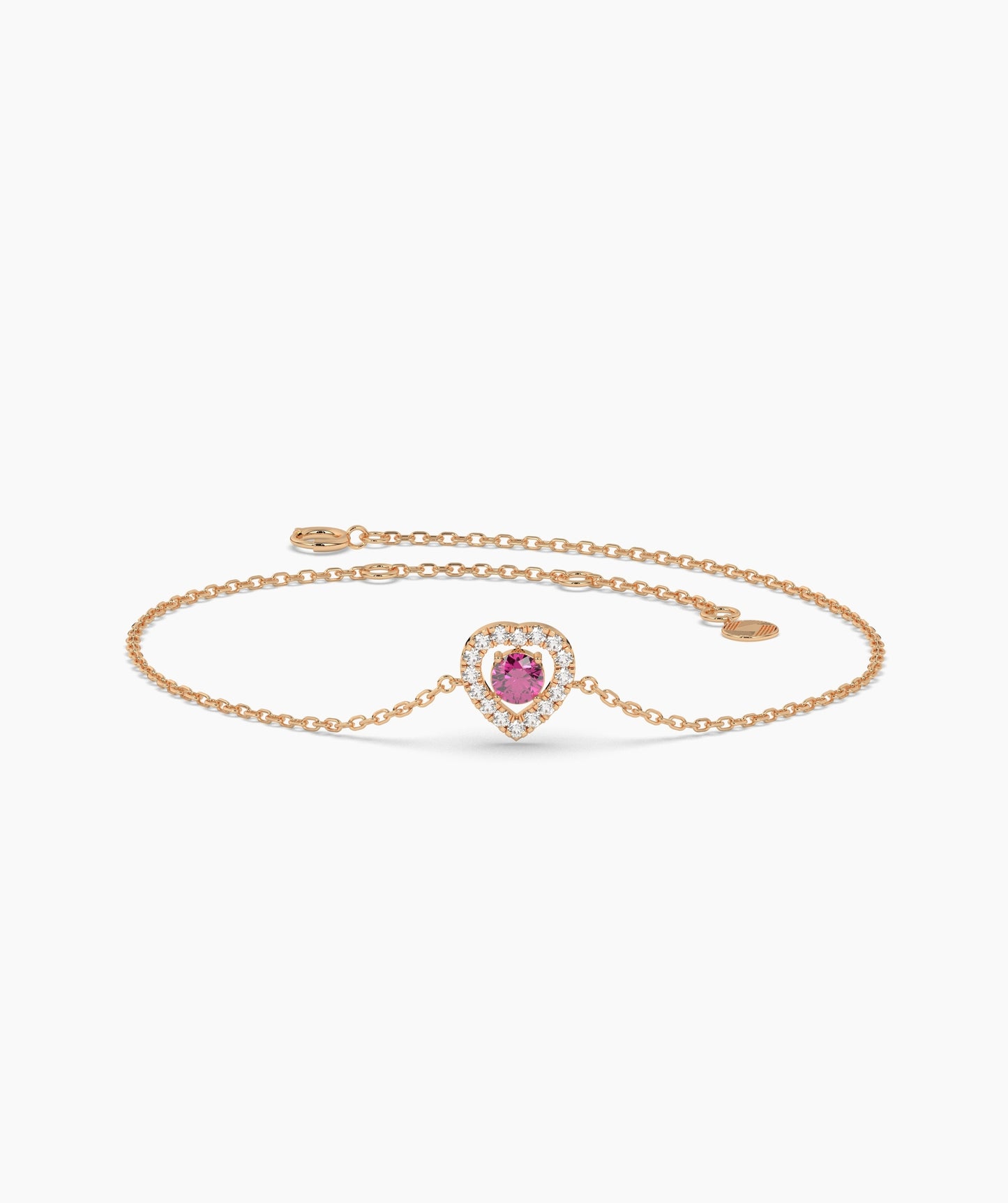 Blue Diamond Heart Halo Bracelet in 14K Solid Gold