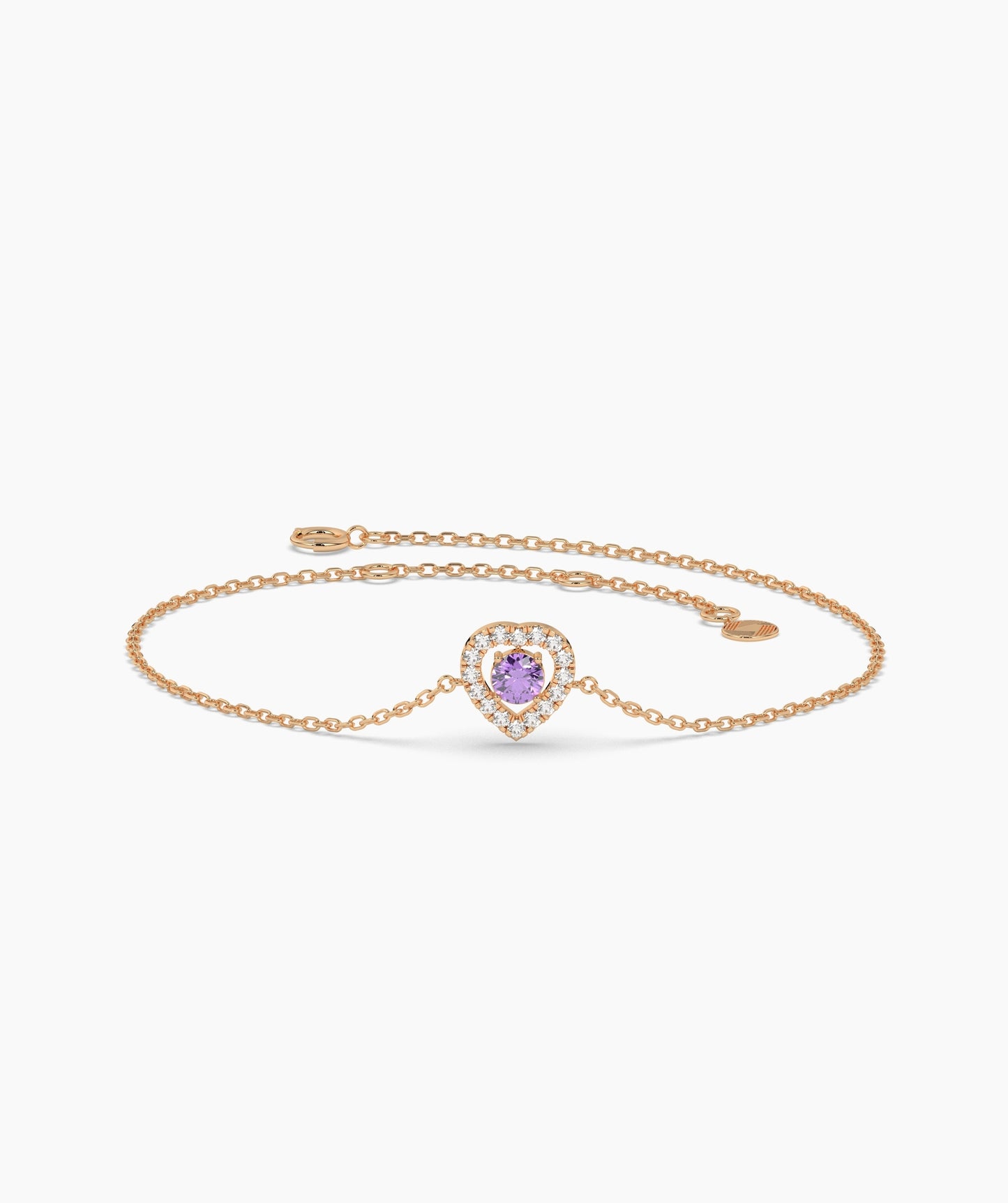 Blue Diamond Heart Halo Bracelet in 14K Solid Gold