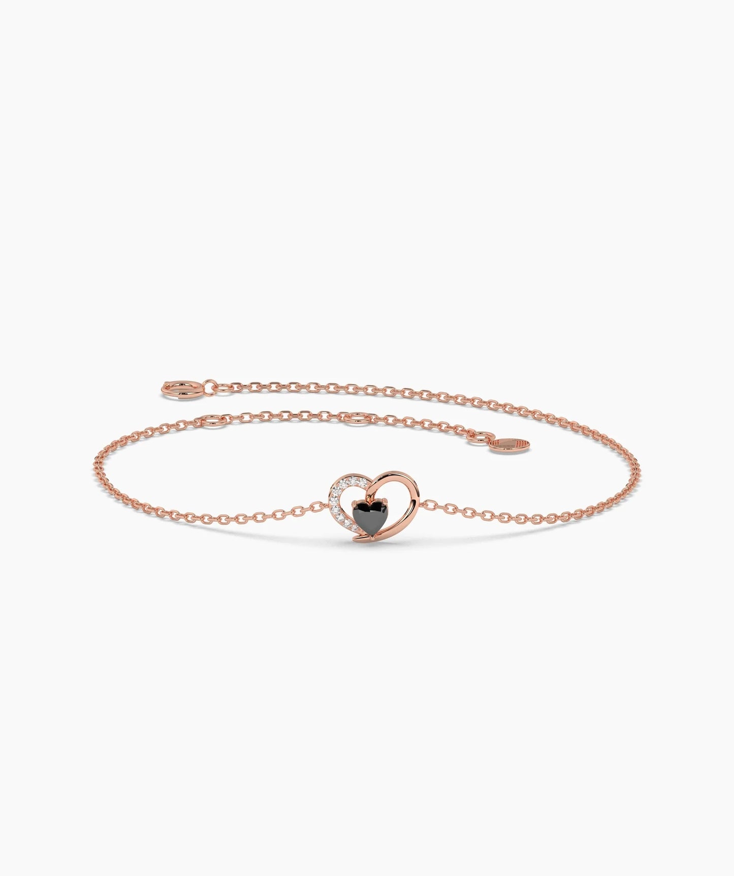 Open Heart and Birthstone Charm Chain Bracelet in 14K Gold
