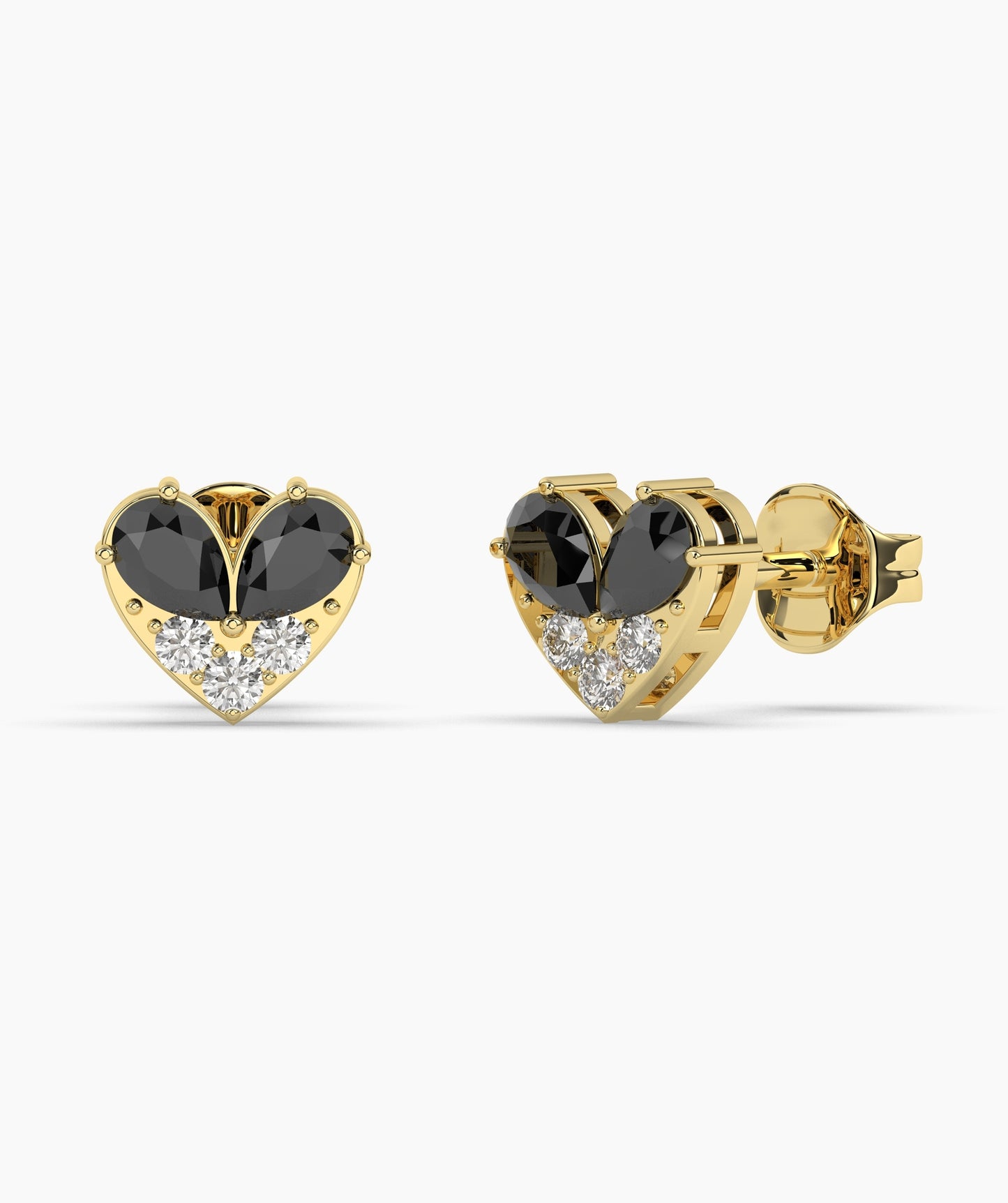 Pear Cut Birthstone and Diamond Heart Stud Earrings
