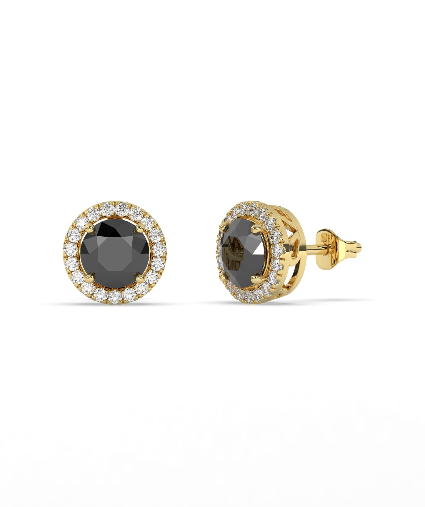 Round Ruby & Diamond Halo Studs