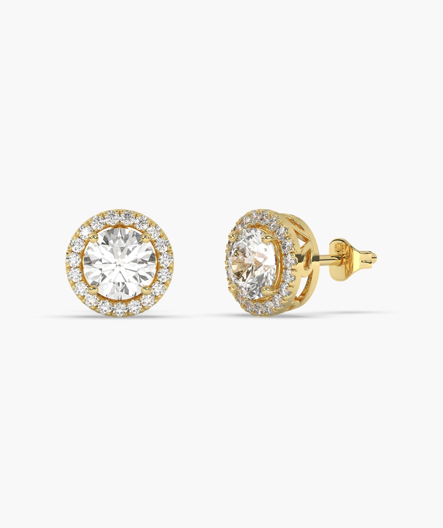 Round Ruby & Diamond Halo Studs