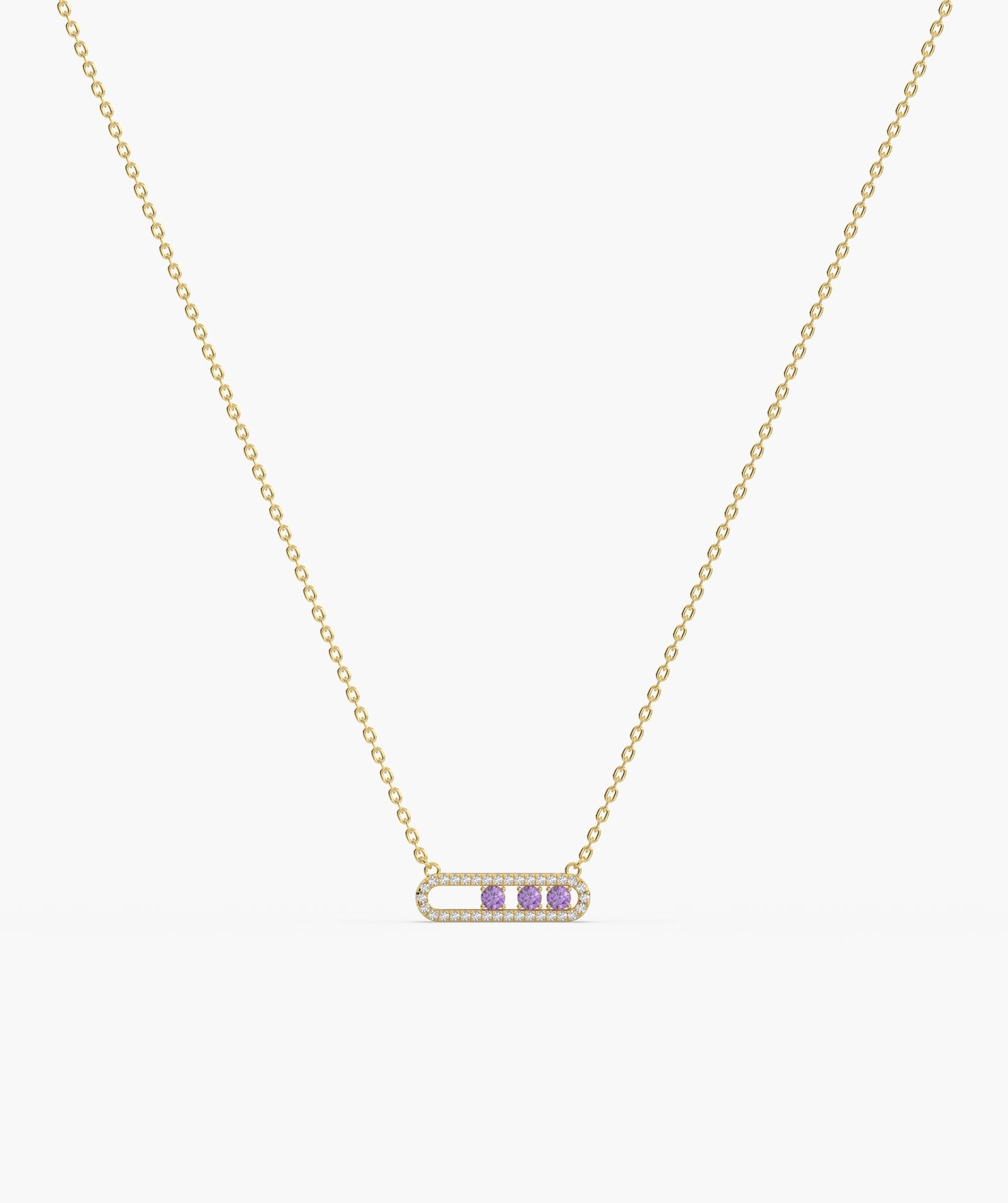 Movable Birthstone  Stone Pavé Capsule Necklace