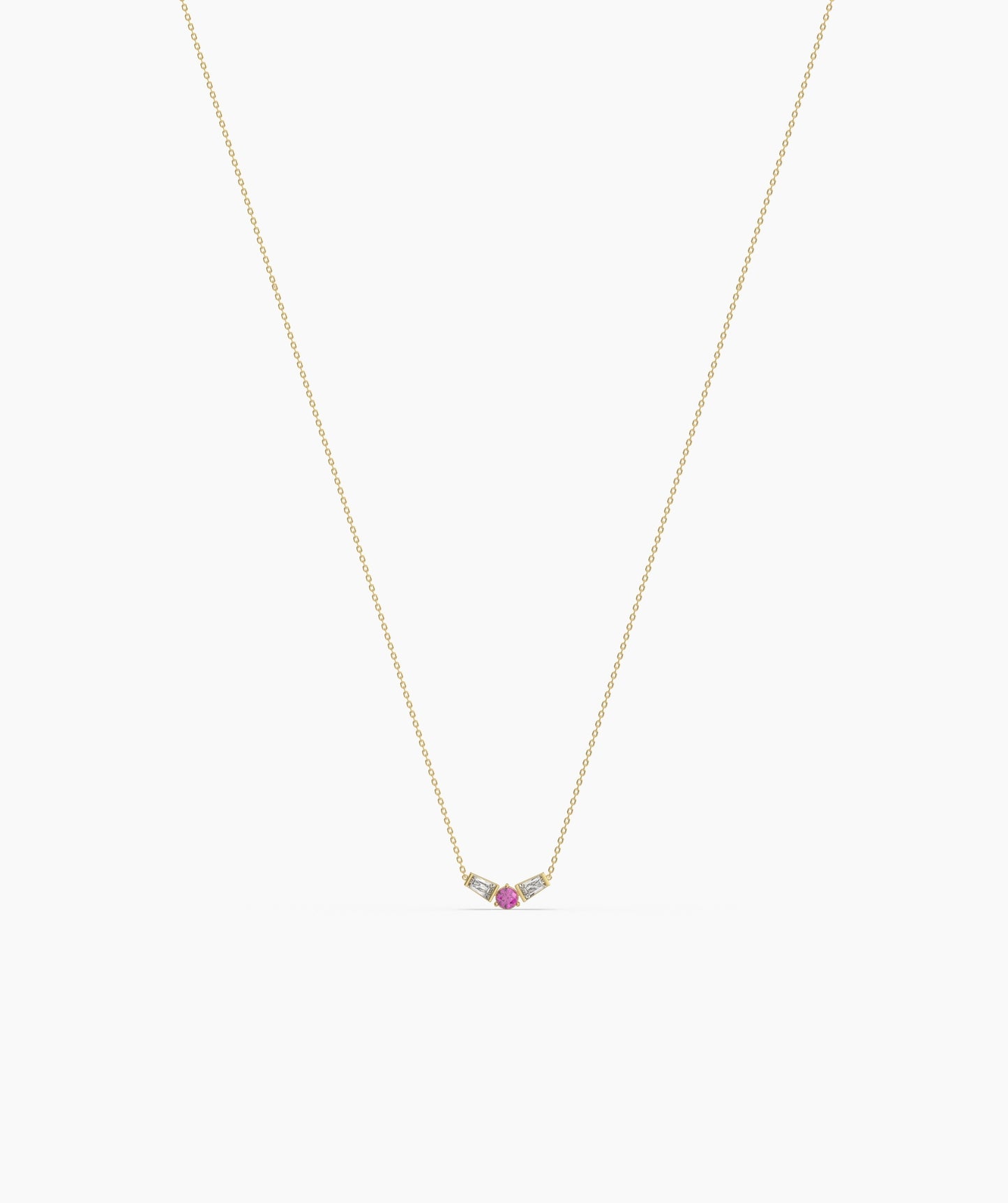 birthstone with Tapered Baguette Chevron Necklace