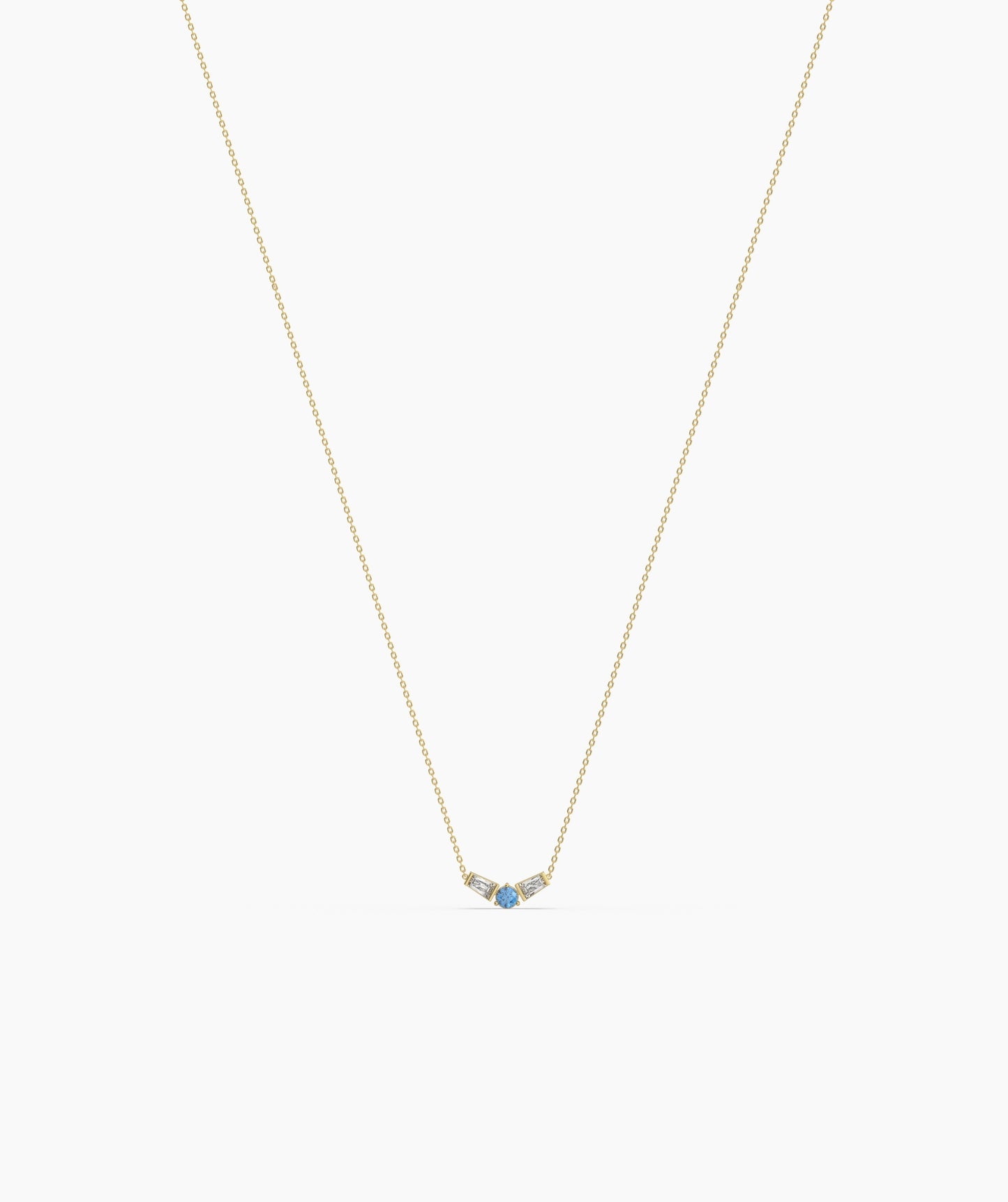 birthstone with Tapered Baguette Chevron Necklace