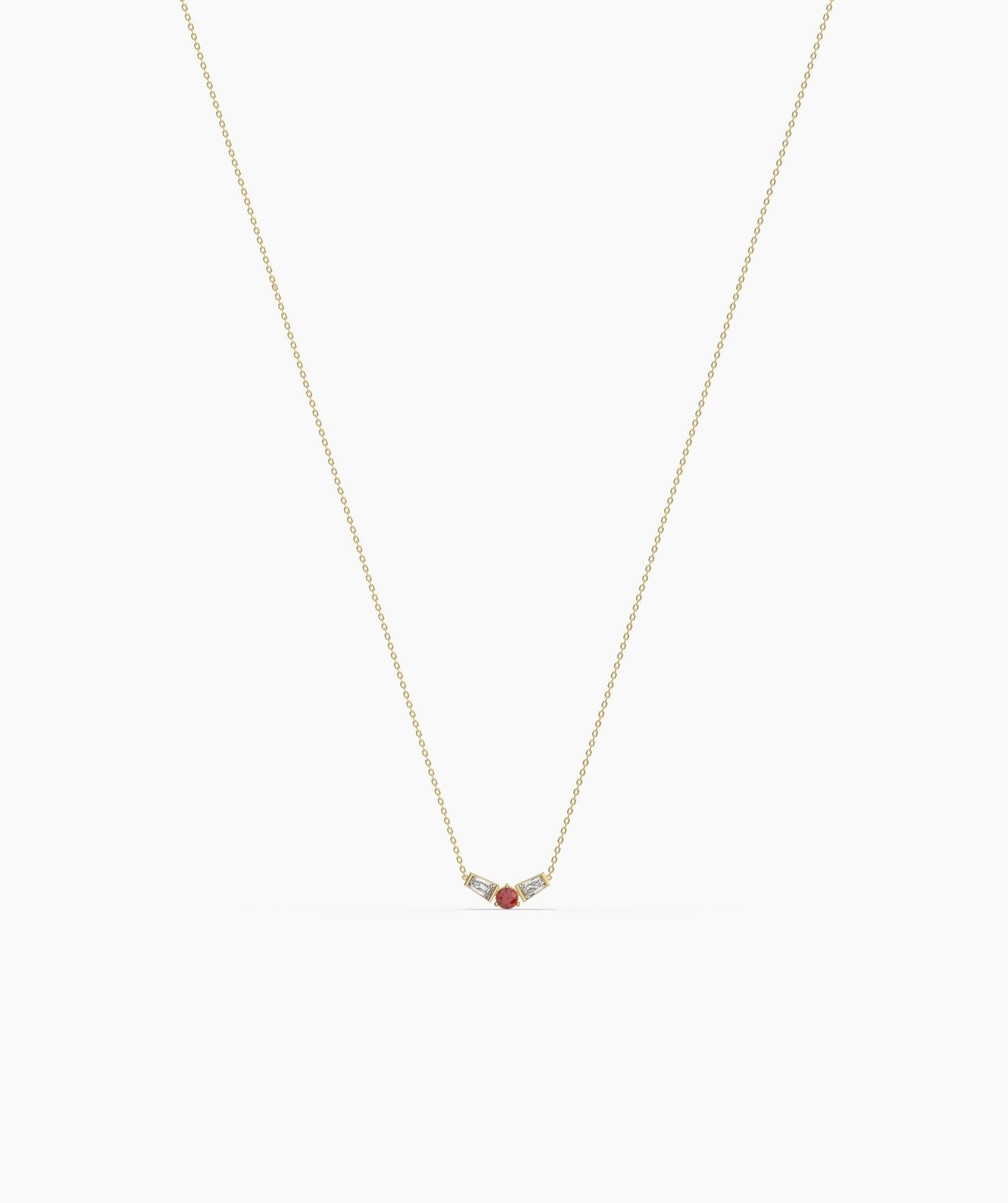 birthstone with Tapered Baguette Chevron Necklace