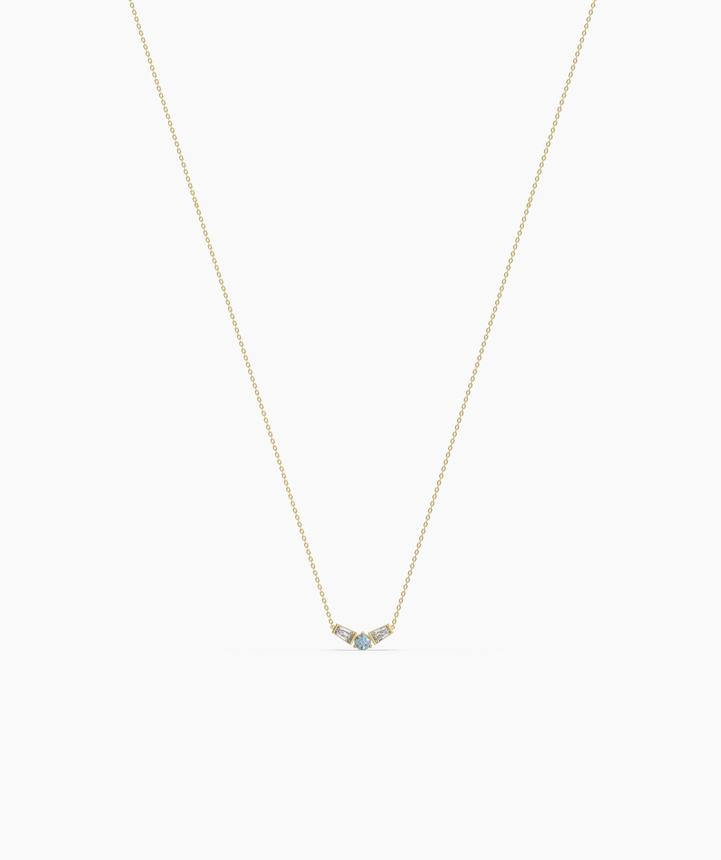 birthstone with Tapered Baguette Chevron Necklace