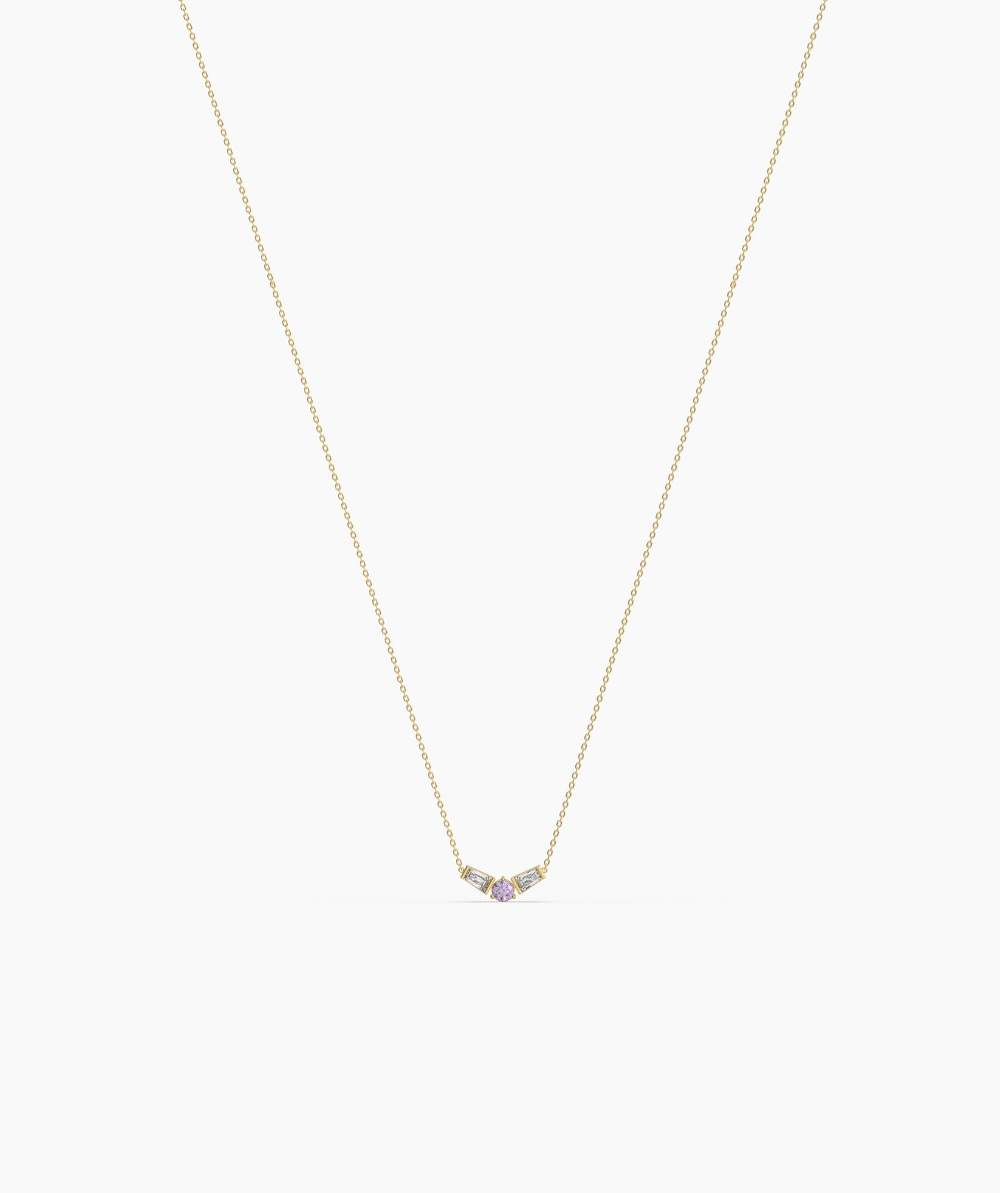 birthstone with Tapered Baguette Chevron Necklace