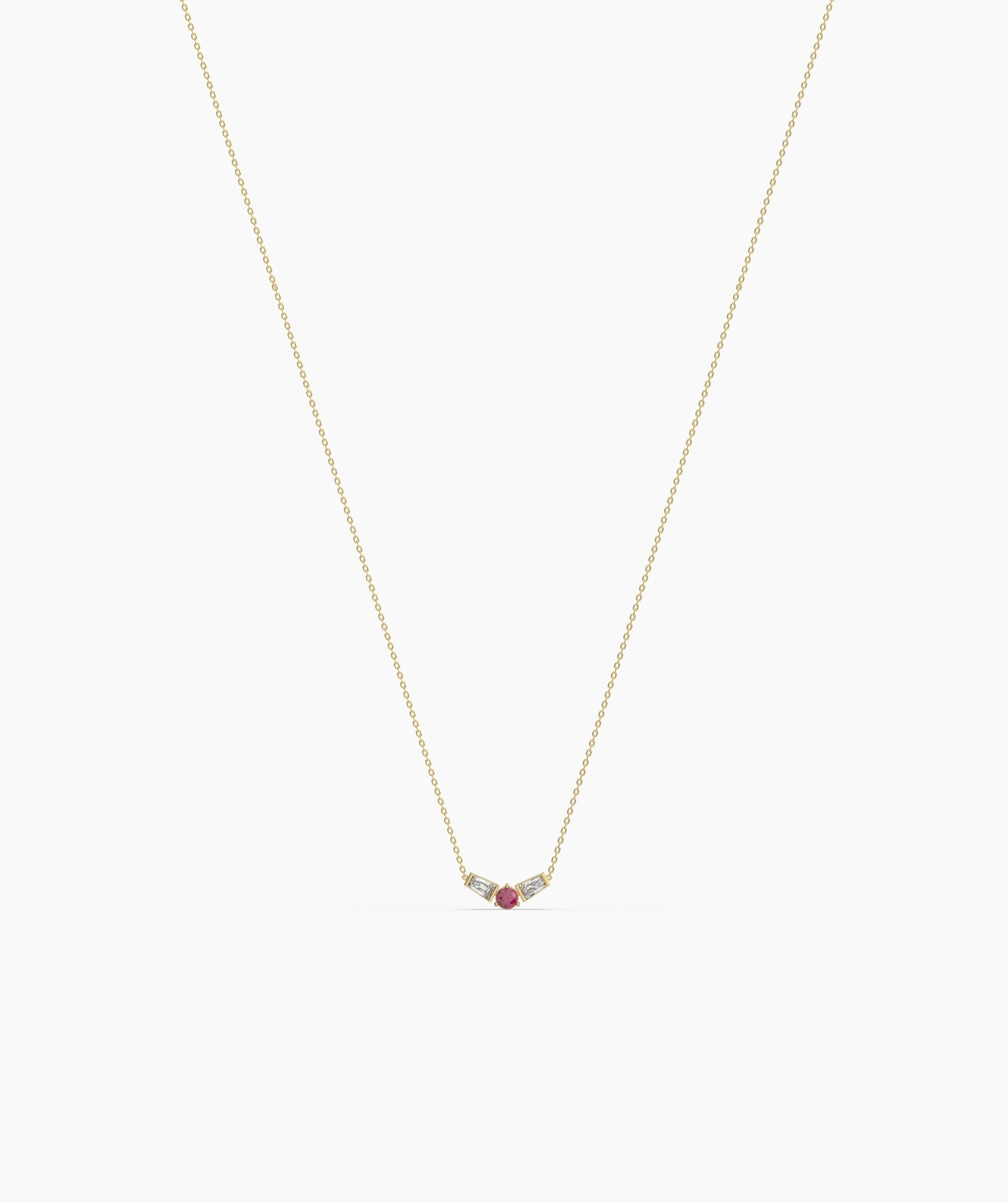 birthstone with Tapered Baguette Chevron Necklace