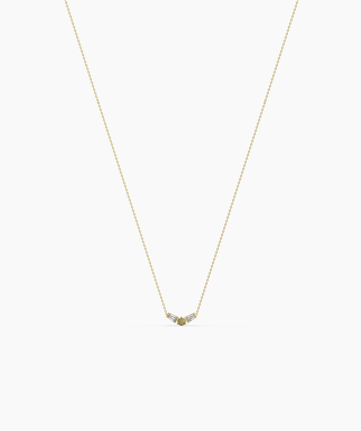 birthstone with Tapered Baguette Chevron Necklace