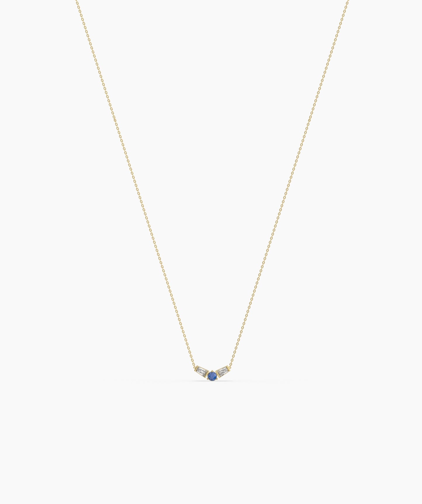 birthstone with Tapered Baguette Chevron Necklace