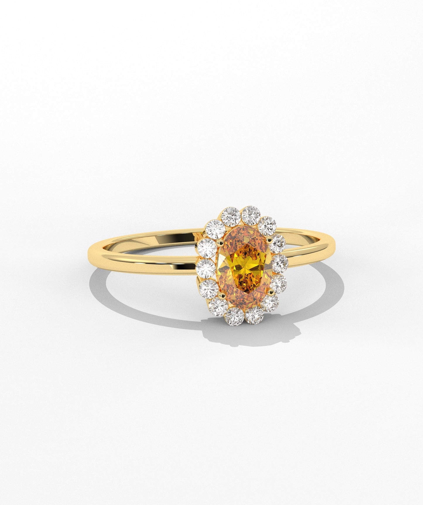 Oval Birthstone Halo Ring with Diamond Accents in 14K Gold