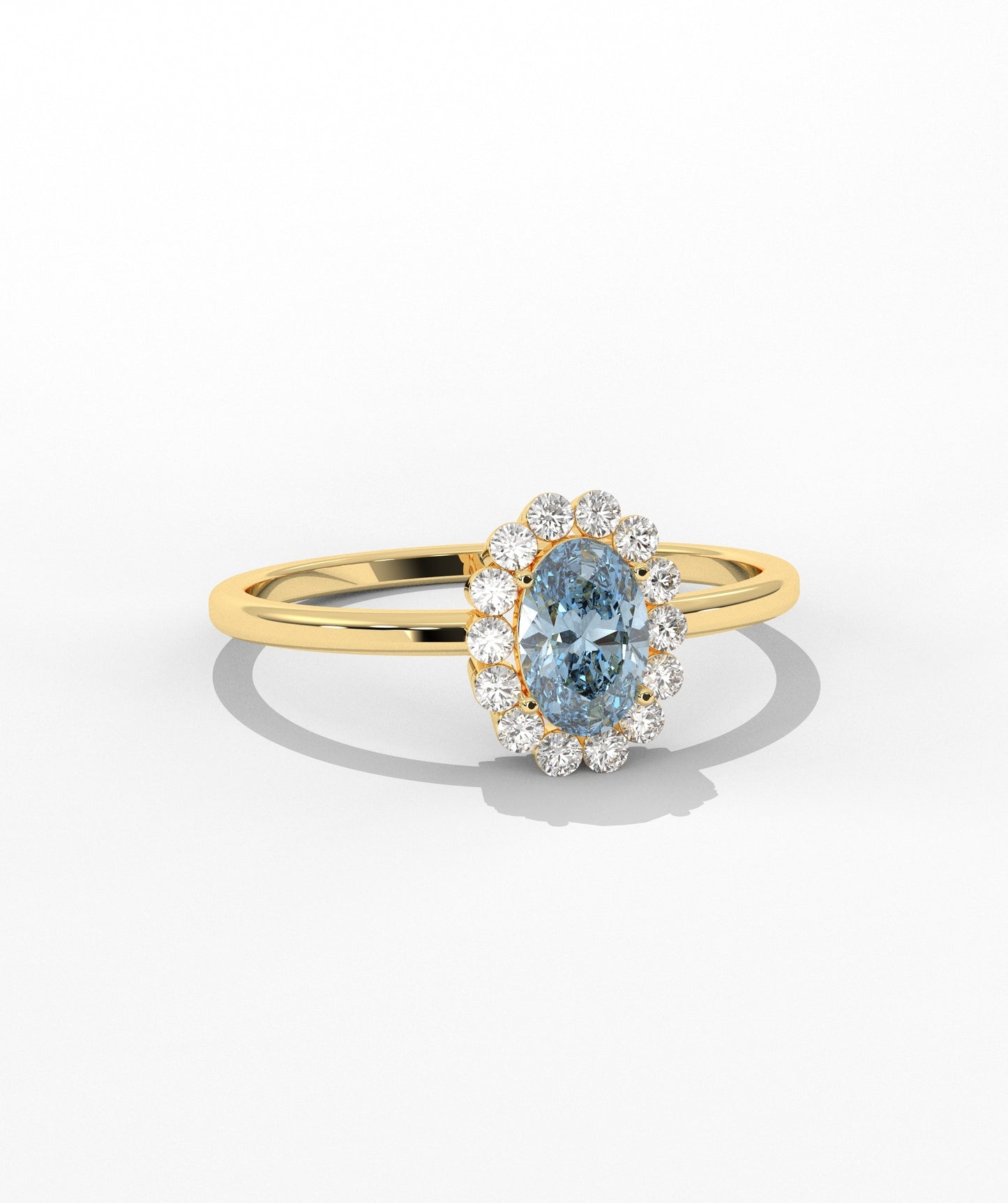 Oval Birthstone Halo Ring with Diamond Accents in 14K Gold