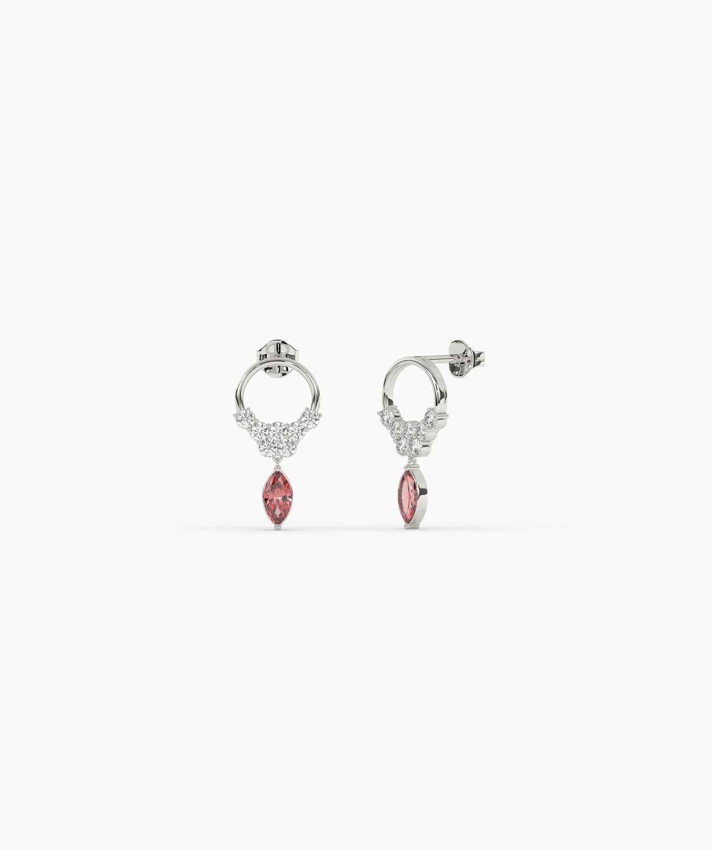 14K Gold Marquise Birthstone & Diamond Cluster Drop Earrings