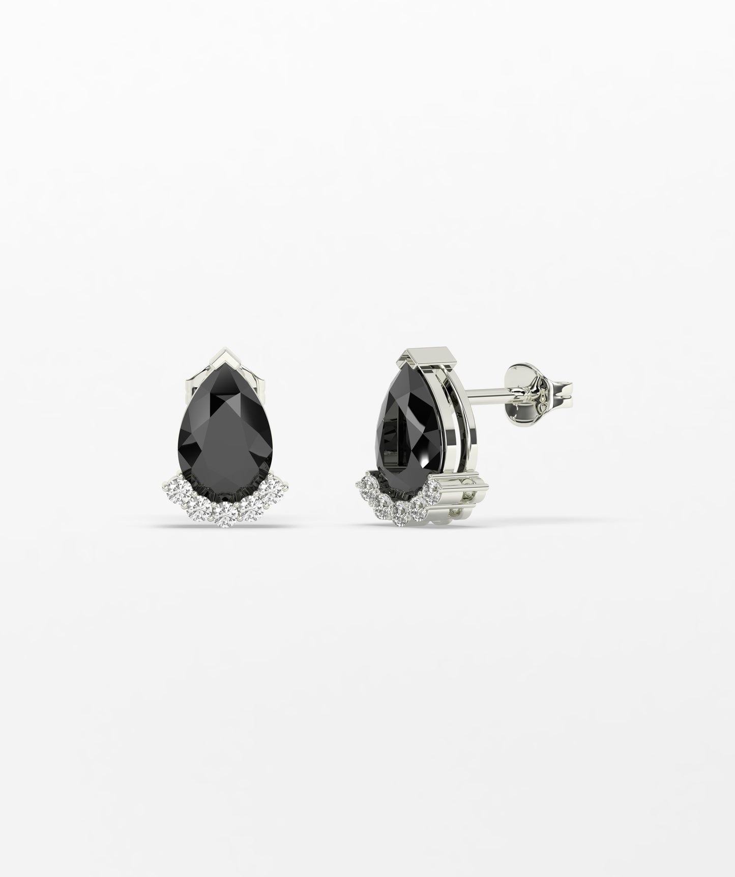14K Gold Pear Birthstone & Diamond Crown Stud Earrings