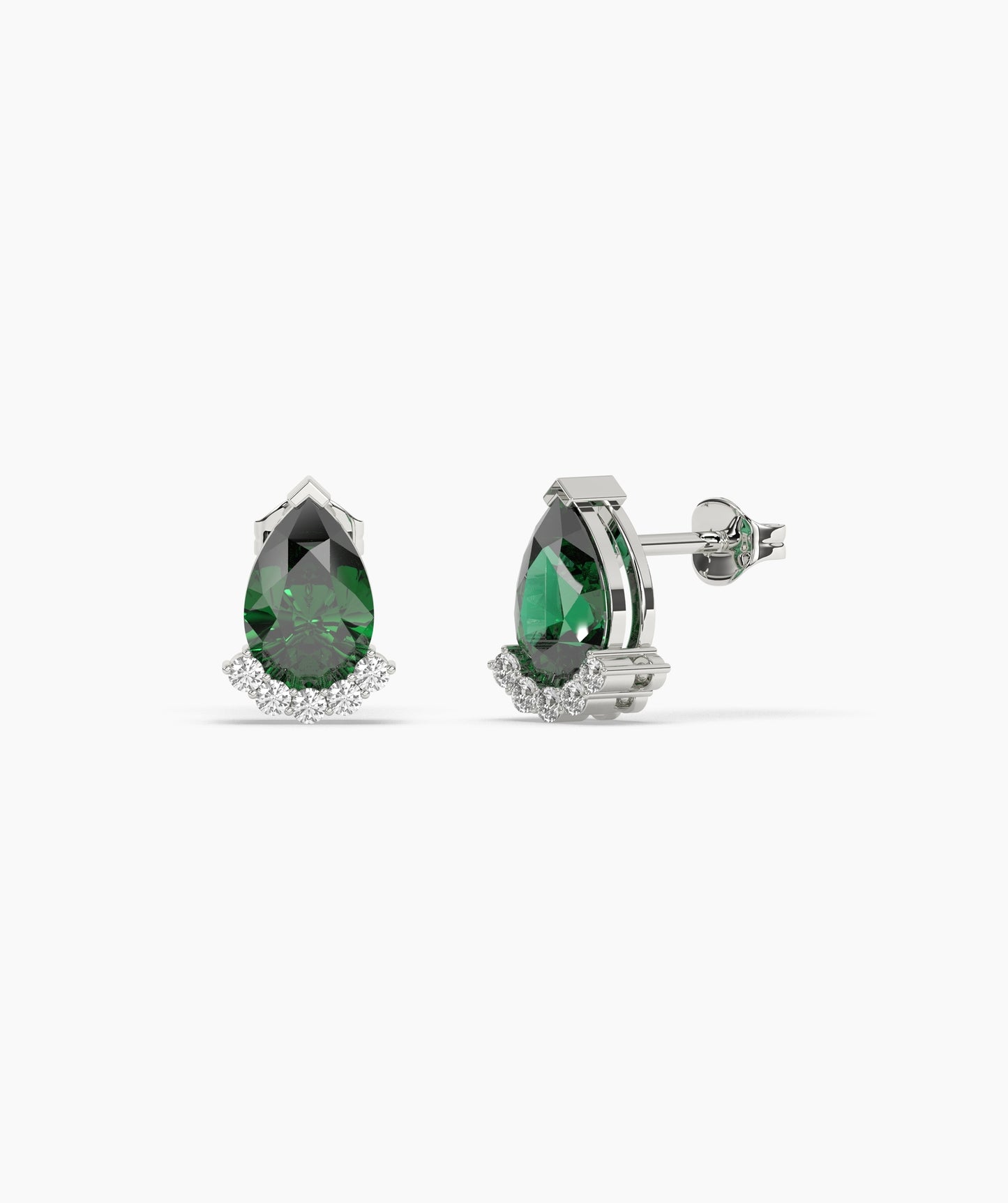 14K Gold Pear Birthstone & Diamond Crown Stud Earrings