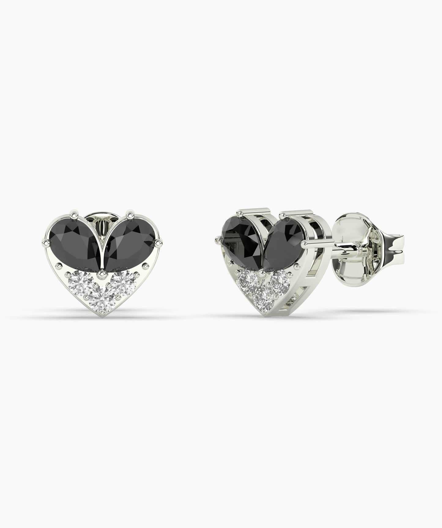 Pear Cut Birthstone and Diamond Heart Stud Earrings