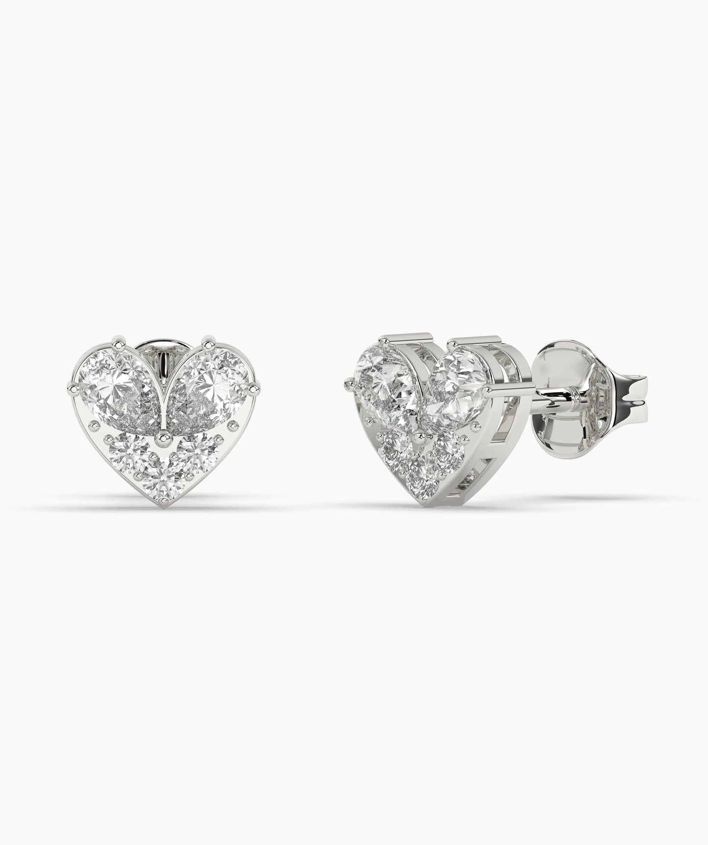 Pear Cut Birthstone and Diamond Heart Stud Earrings