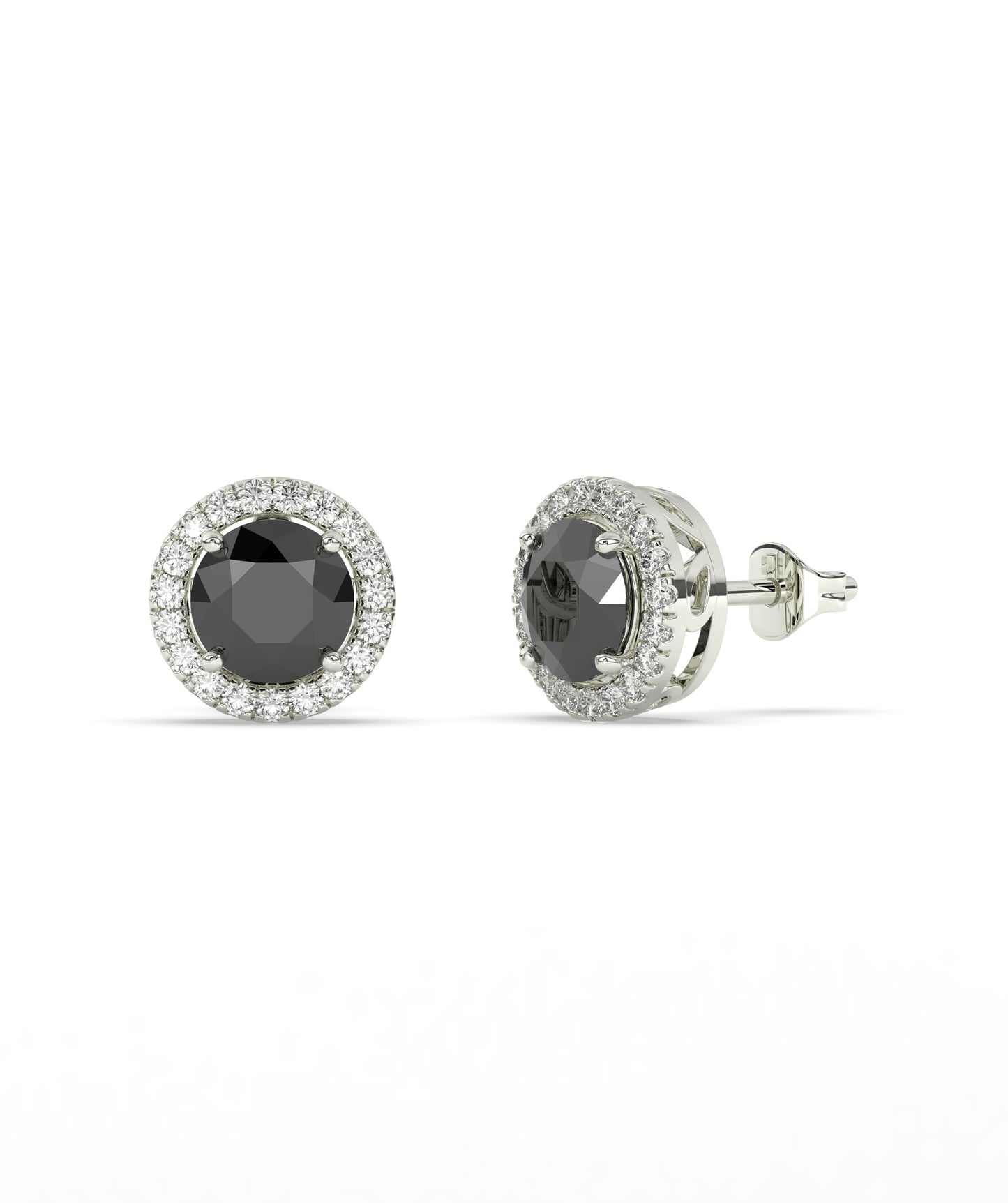 Round Ruby & Diamond Halo Studs