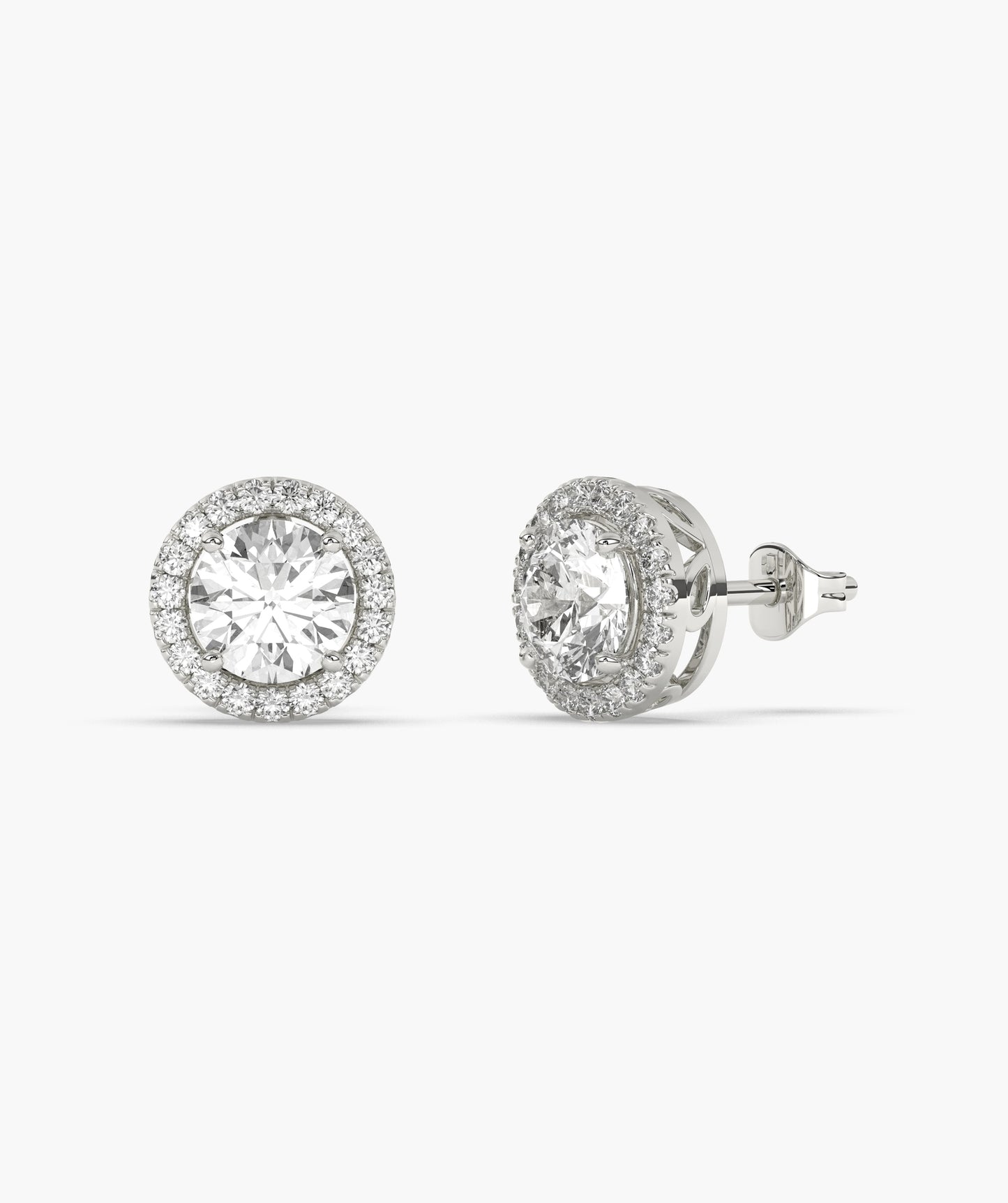 Round Ruby & Diamond Halo Studs
