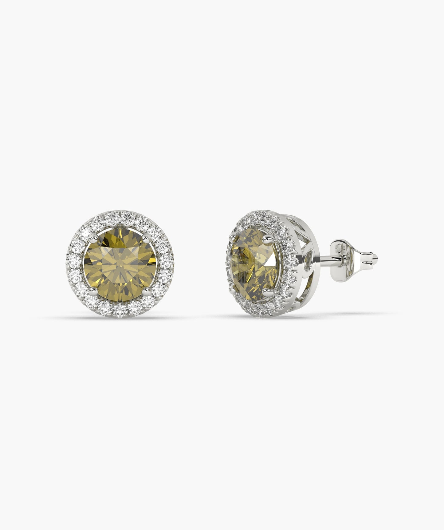 Round Ruby & Diamond Halo Studs