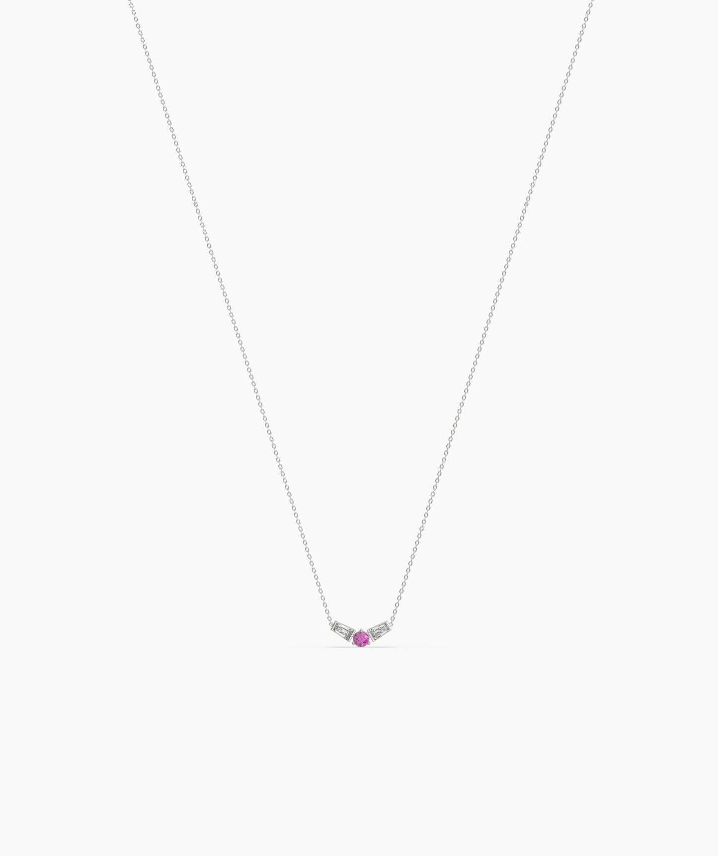 birthstone with Tapered Baguette Chevron Necklace