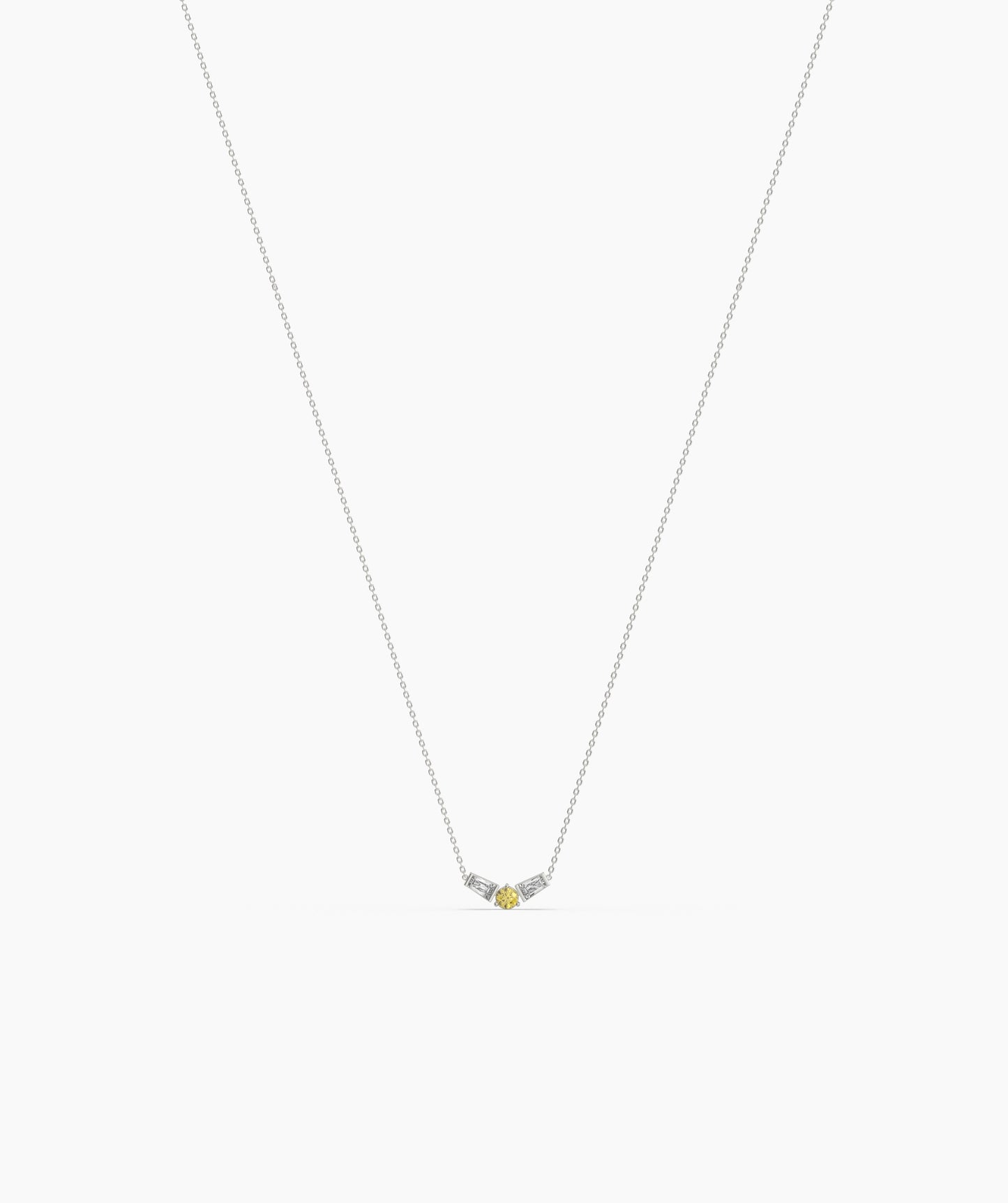 birthstone with Tapered Baguette Chevron Necklace