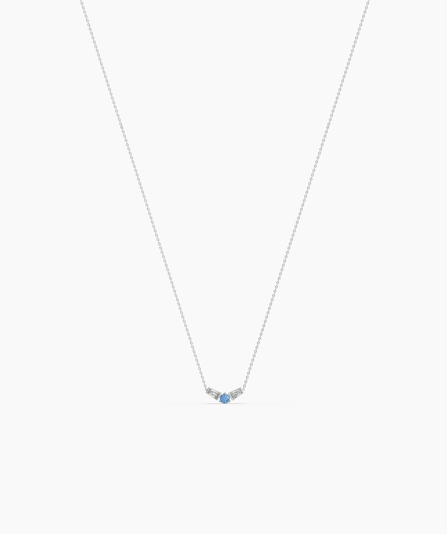 birthstone with Tapered Baguette Chevron Necklace