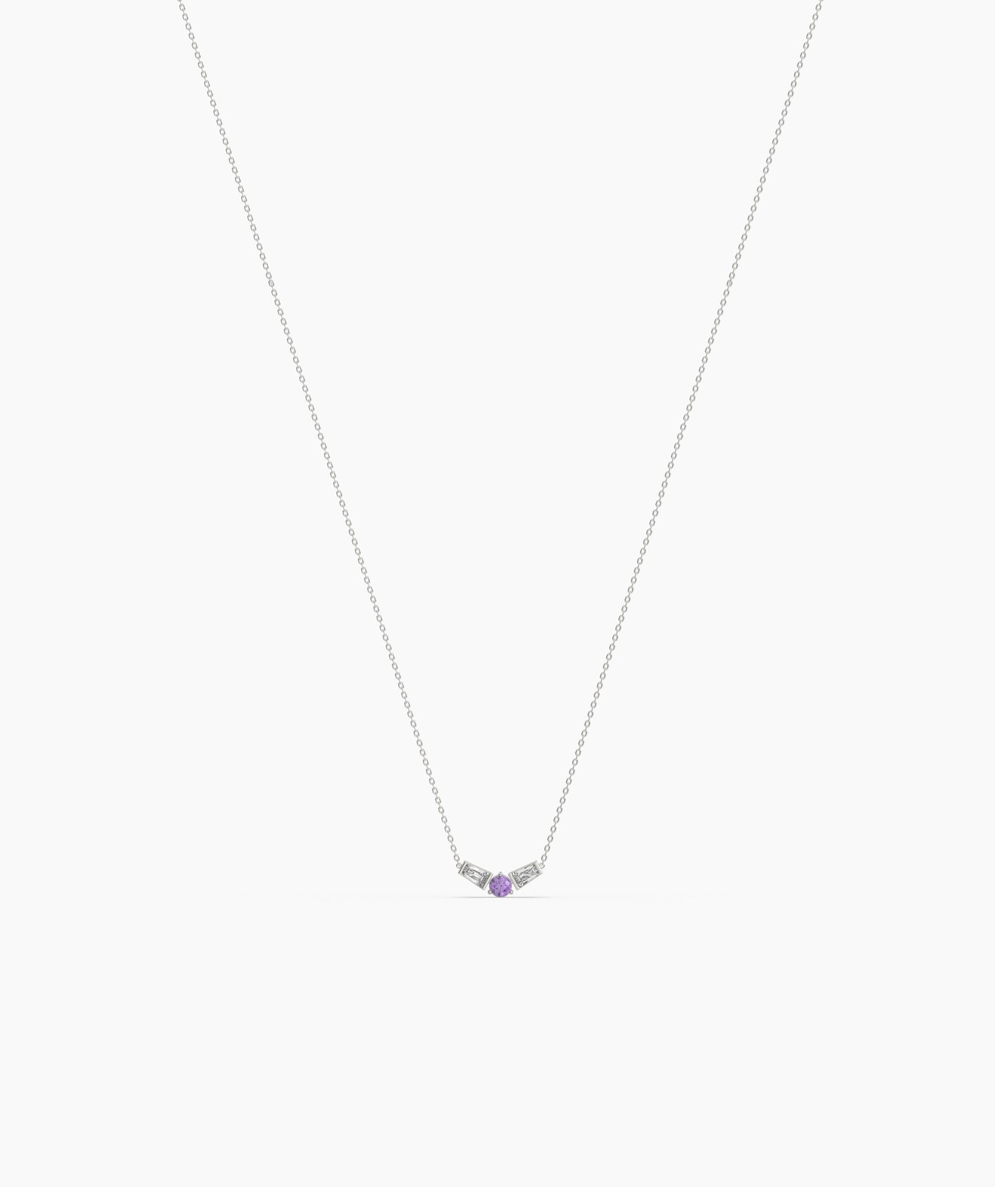 birthstone with Tapered Baguette Chevron Necklace