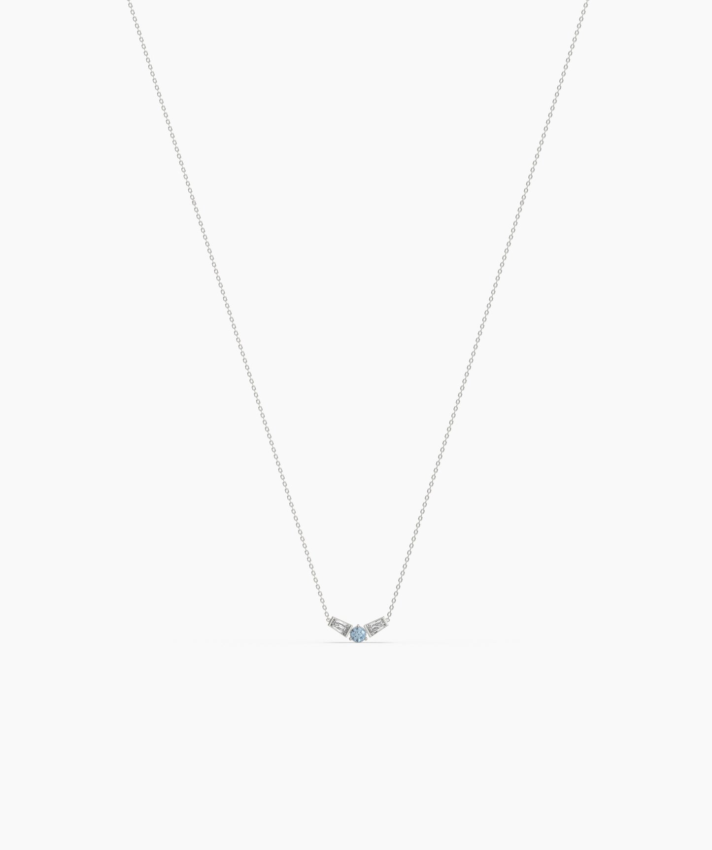 birthstone with Tapered Baguette Chevron Necklace