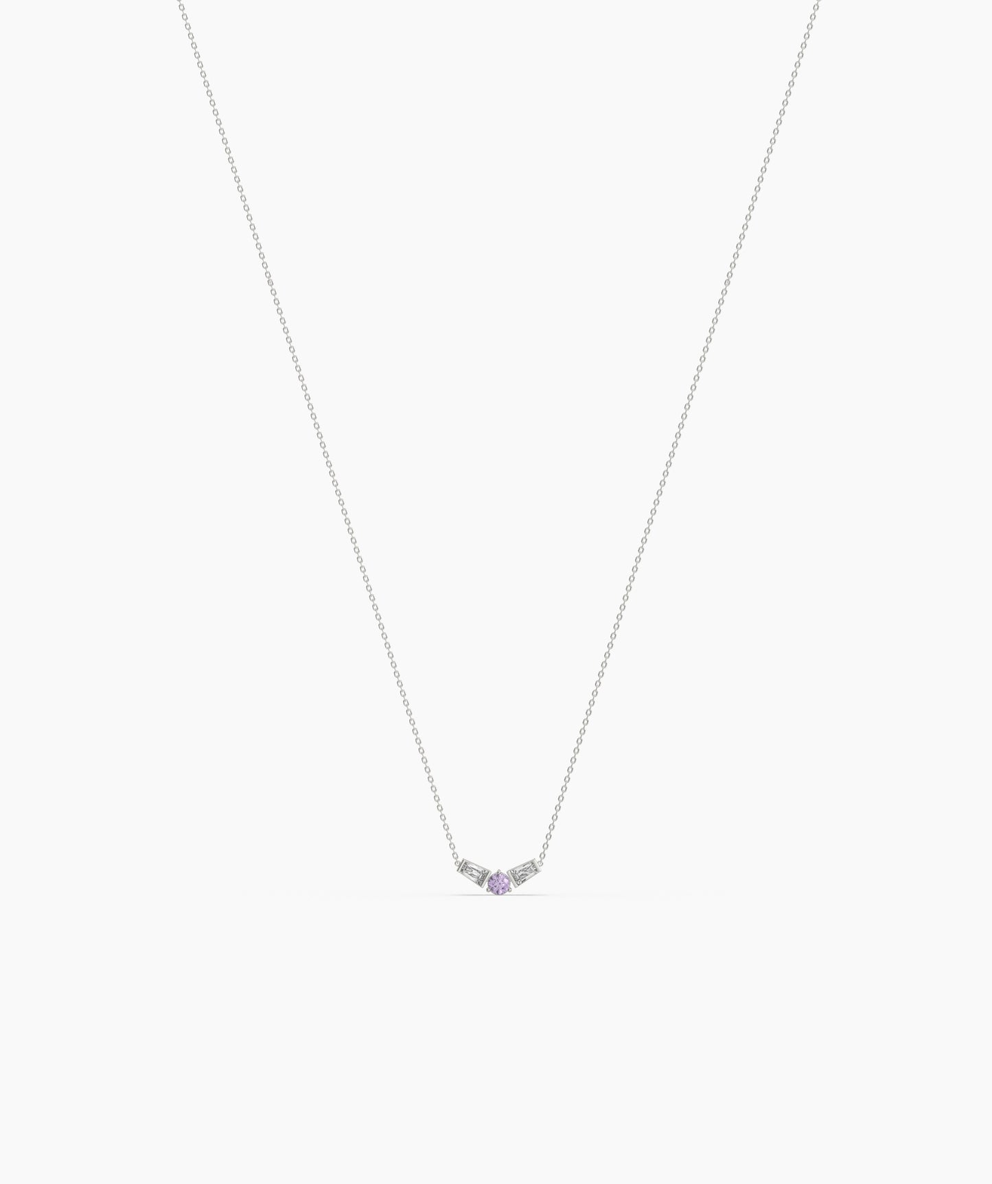 birthstone with Tapered Baguette Chevron Necklace