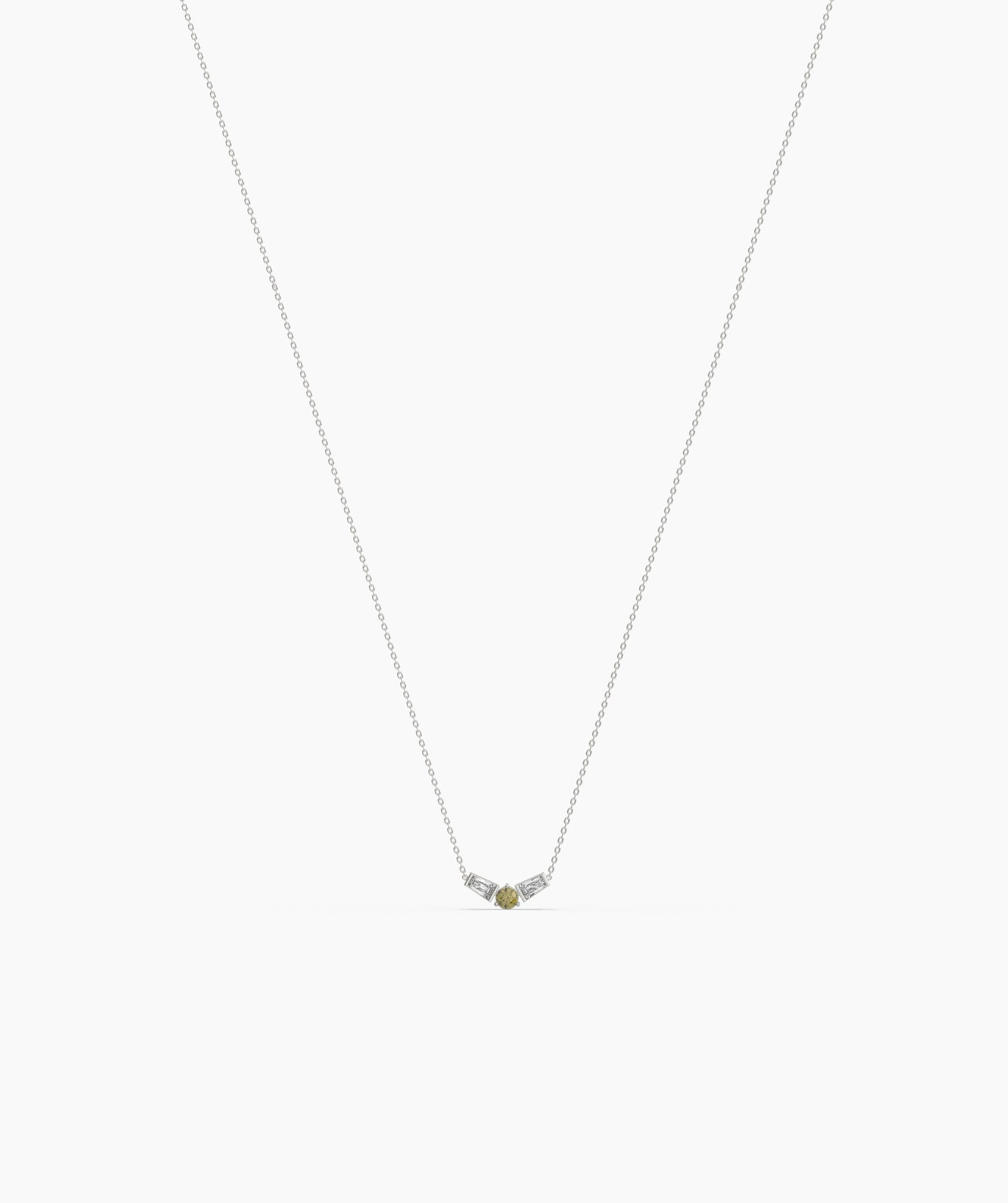 birthstone with Tapered Baguette Chevron Necklace